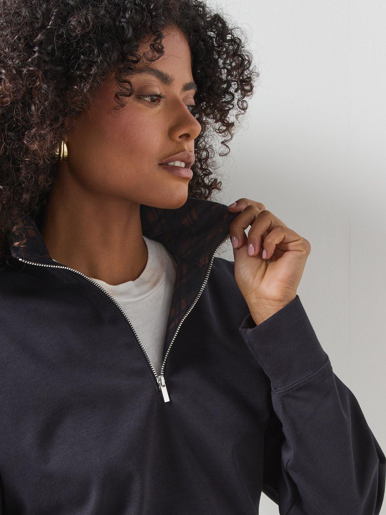 Image 4 of 5 of Mango Womens Half Zip Turtleneck Sweatshirt - Navy