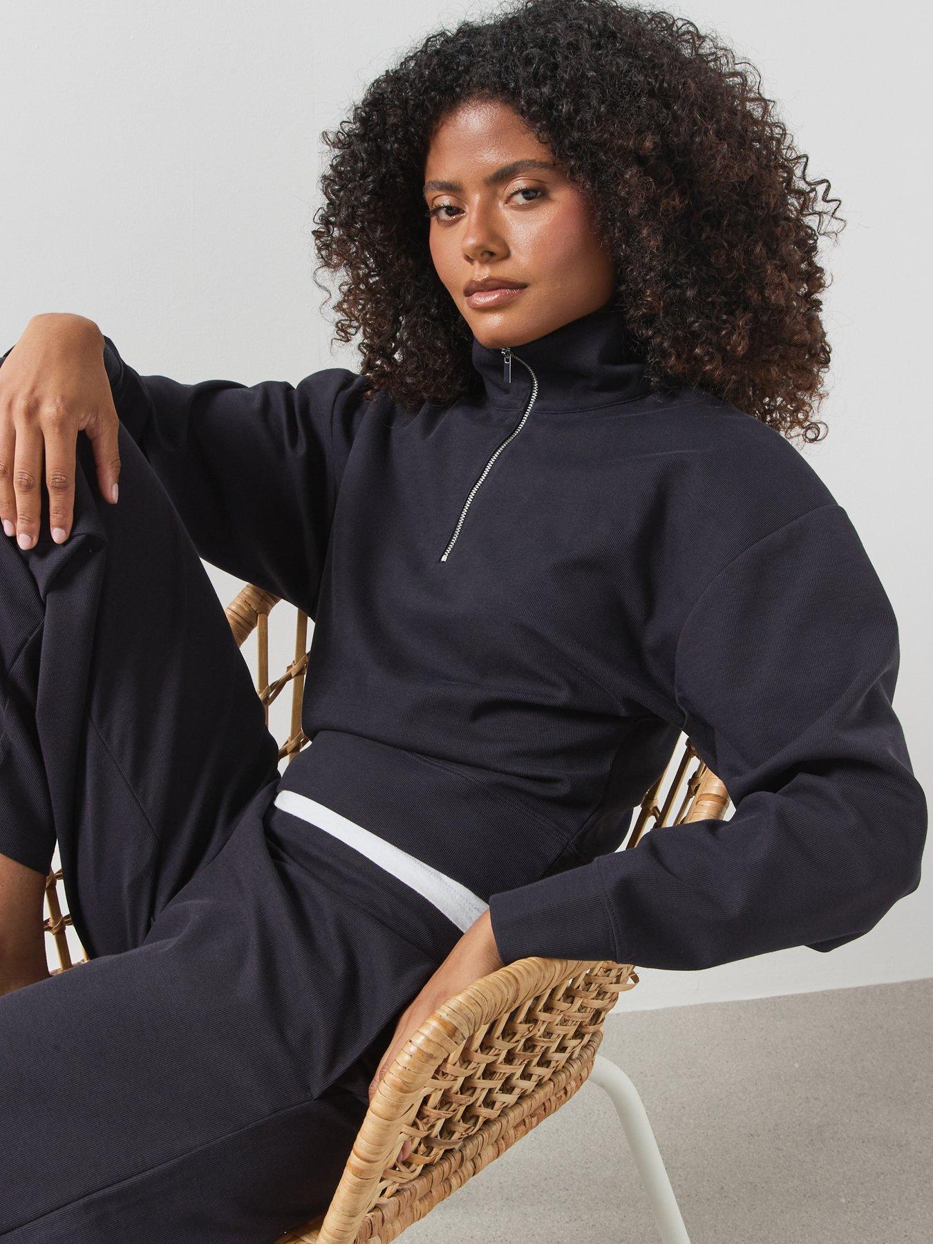 Image 5 of 5 of Mango Womens Half Zip Turtleneck Sweatshirt - Navy