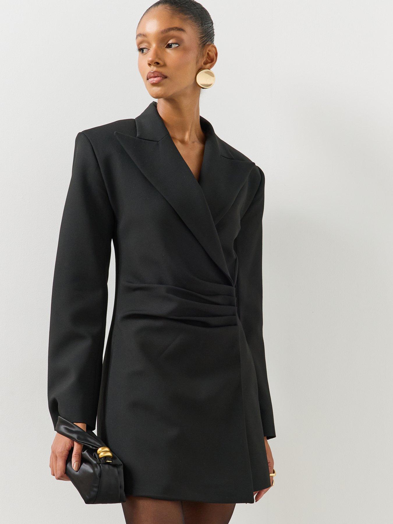 Image 5 of 6 of Mango Womens Blazer-Style Ruched Side Mini Dress - Black