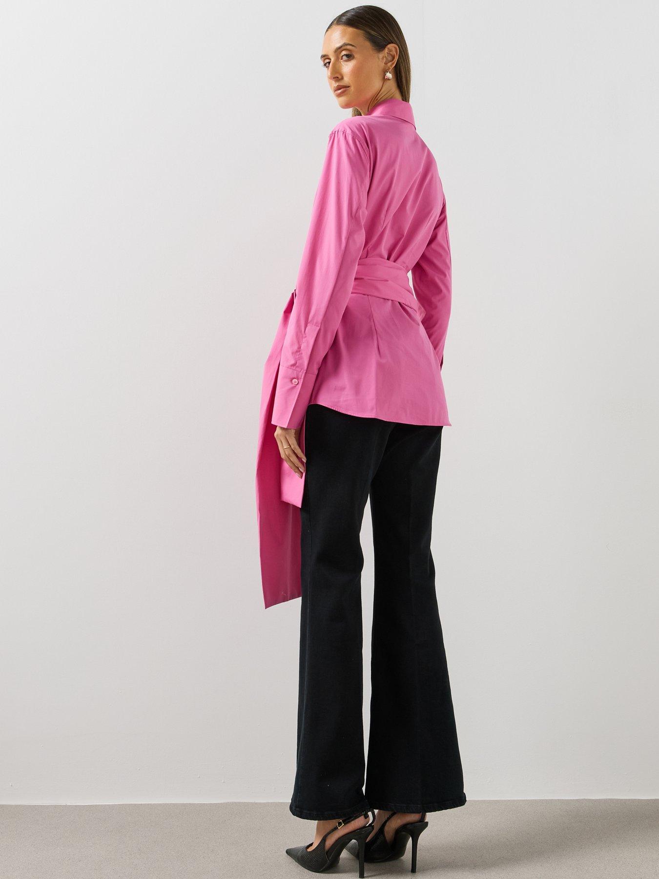 Image 2 of 5 of Mango Womens Fitted Maxi Bow Blouse - Pink