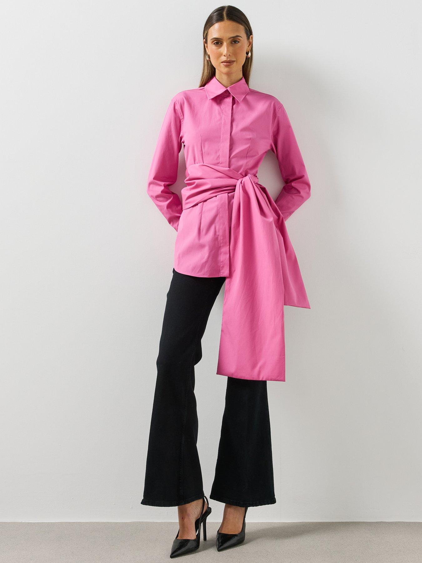 Image 3 of 5 of Mango Womens Fitted Maxi Bow Blouse - Pink