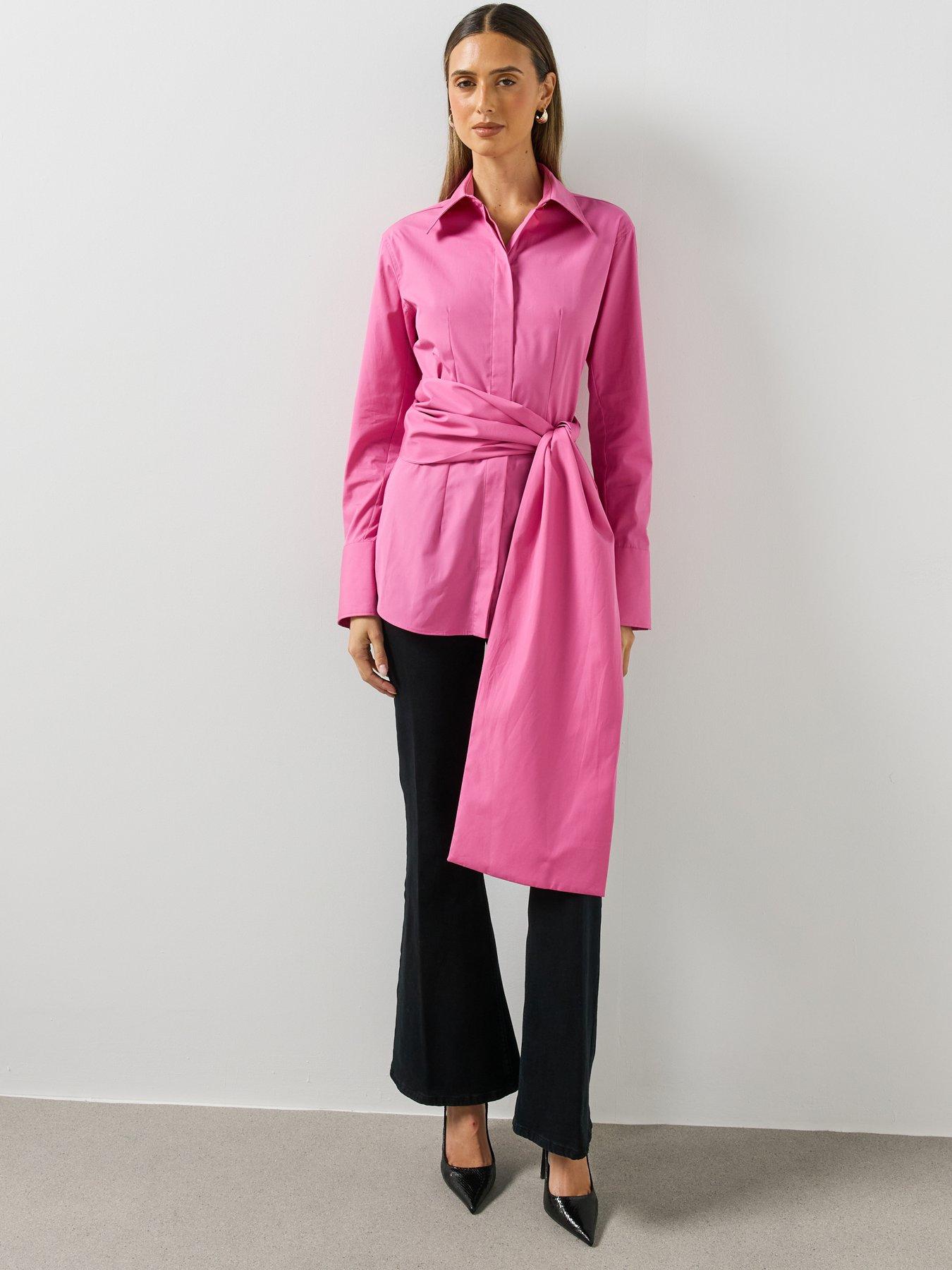 Image 5 of 5 of Mango Womens Fitted Maxi Bow Blouse - Pink