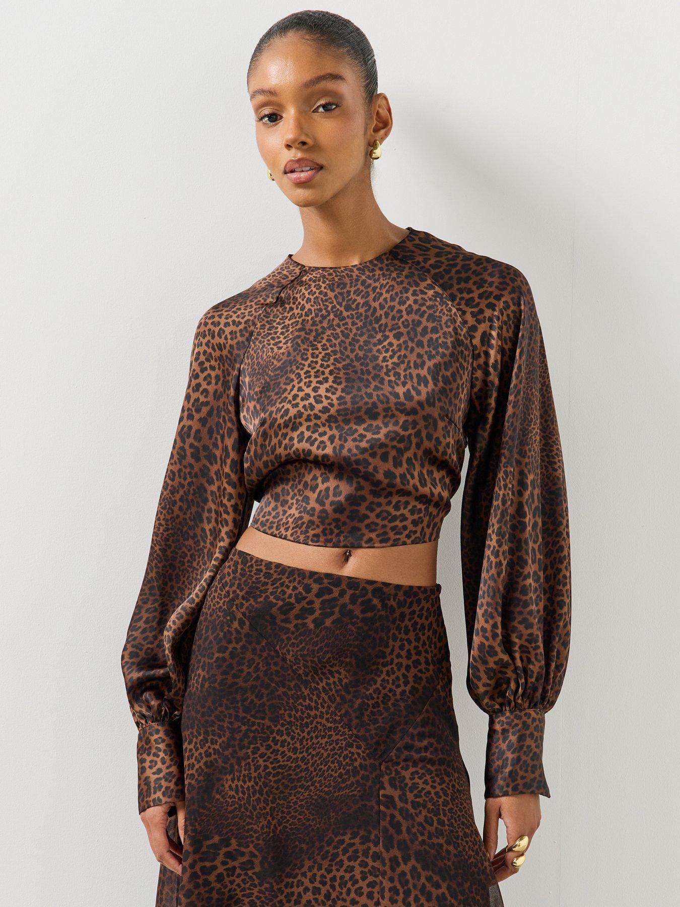 Image 1 of 6 of Mango Womens Hunter Open Back Tie Satin-Look Top - Brown