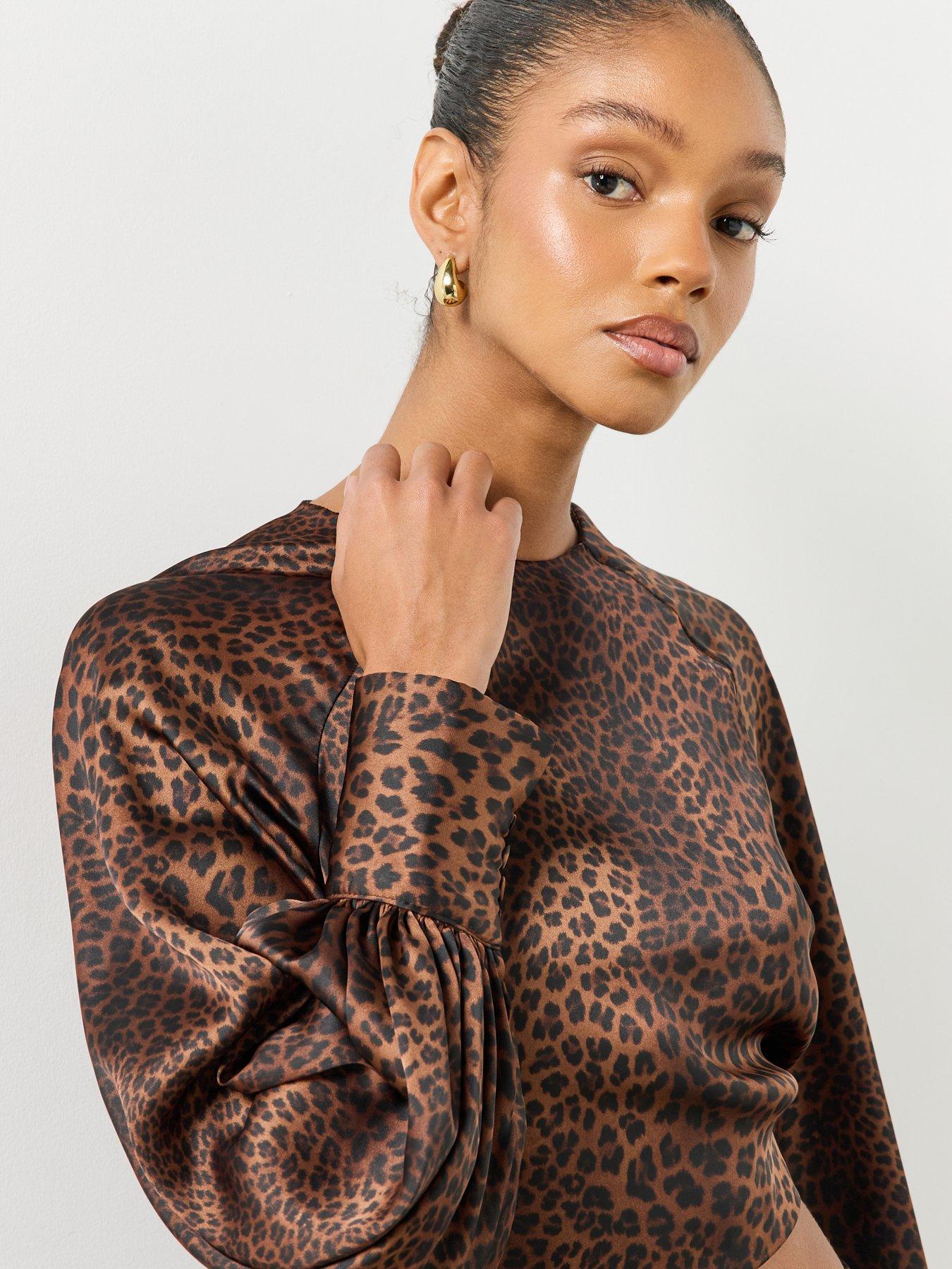 Image 4 of 6 of Mango Womens Hunter Open Back Tie Satin-Look Top - Brown