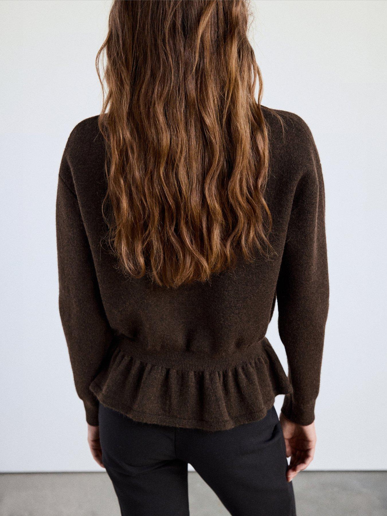 Image 2 of 7 of Mango Womens Provensa Zip-Through Peplum Jacket - Brown