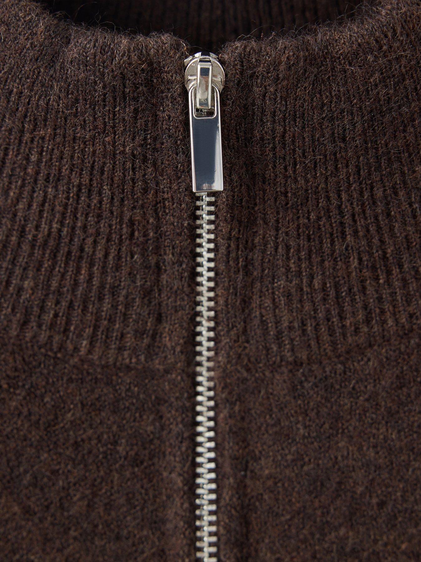 Image 5 of 7 of Mango Womens Provensa Zip-Through Peplum Jacket - Brown