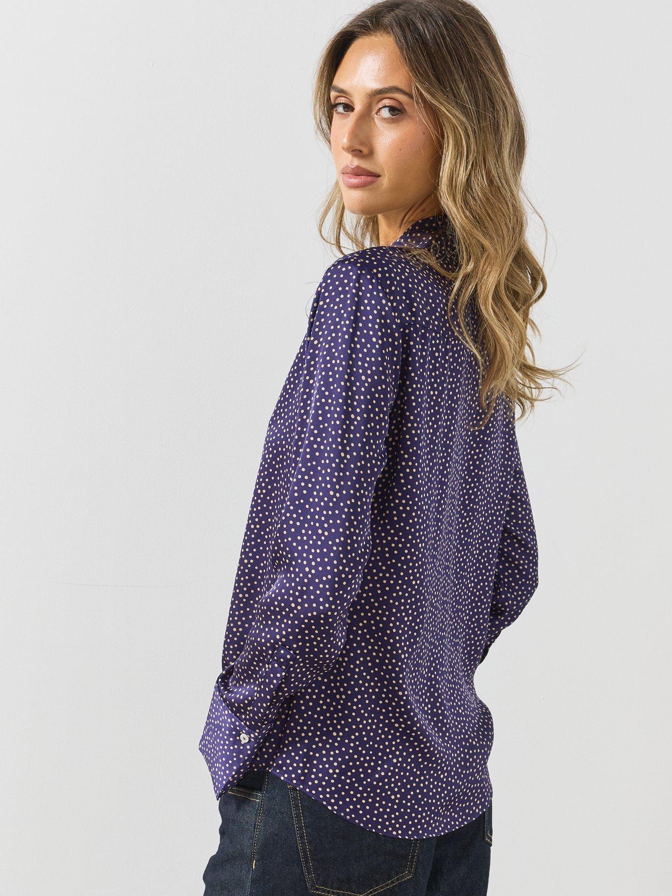 Image 2 of 5 of Mango Polka-dot Satin-finish Shirt-blue