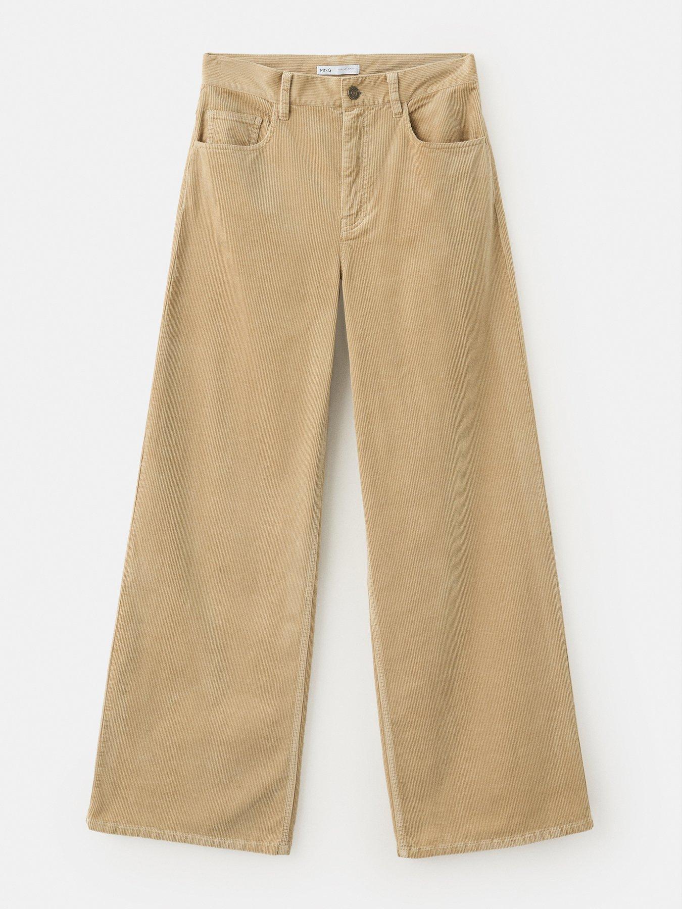 Image 7 of 7 of Mango Womens Wide Leg Corduroy Trousers - Beige