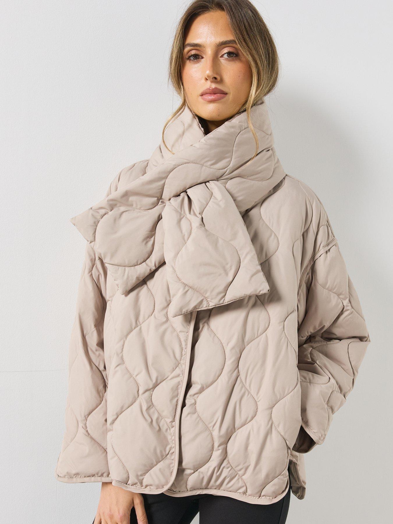 Image 4 of 6 of Mango Padded Anorak With Removable Scarf - Grey
