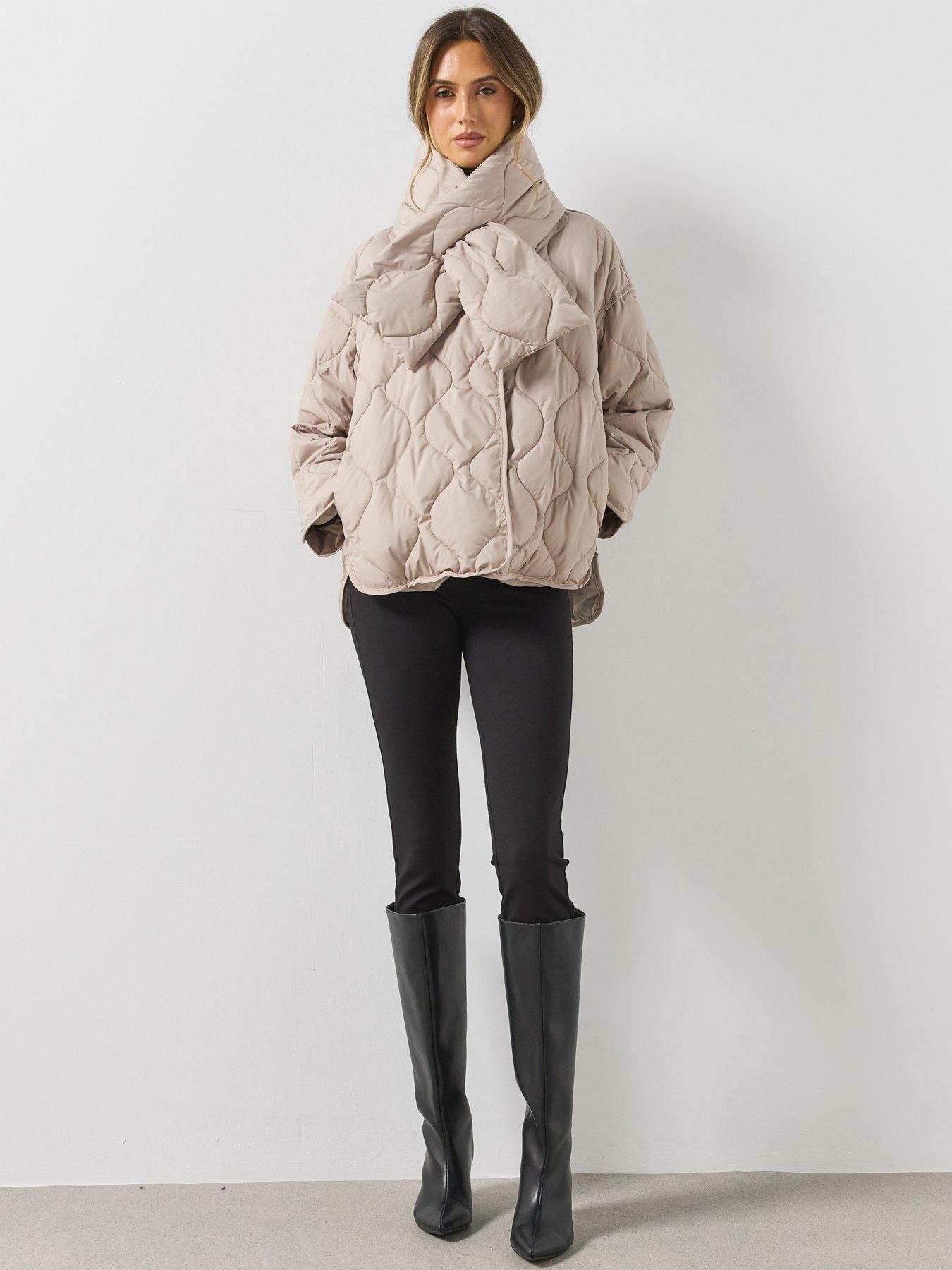 Image 6 of 6 of Mango Padded Anorak With Removable Scarf - Grey