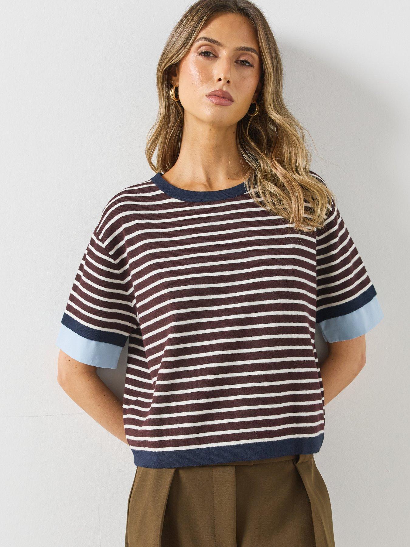 Mango Layered Knit Jumper With Shirt - Brown