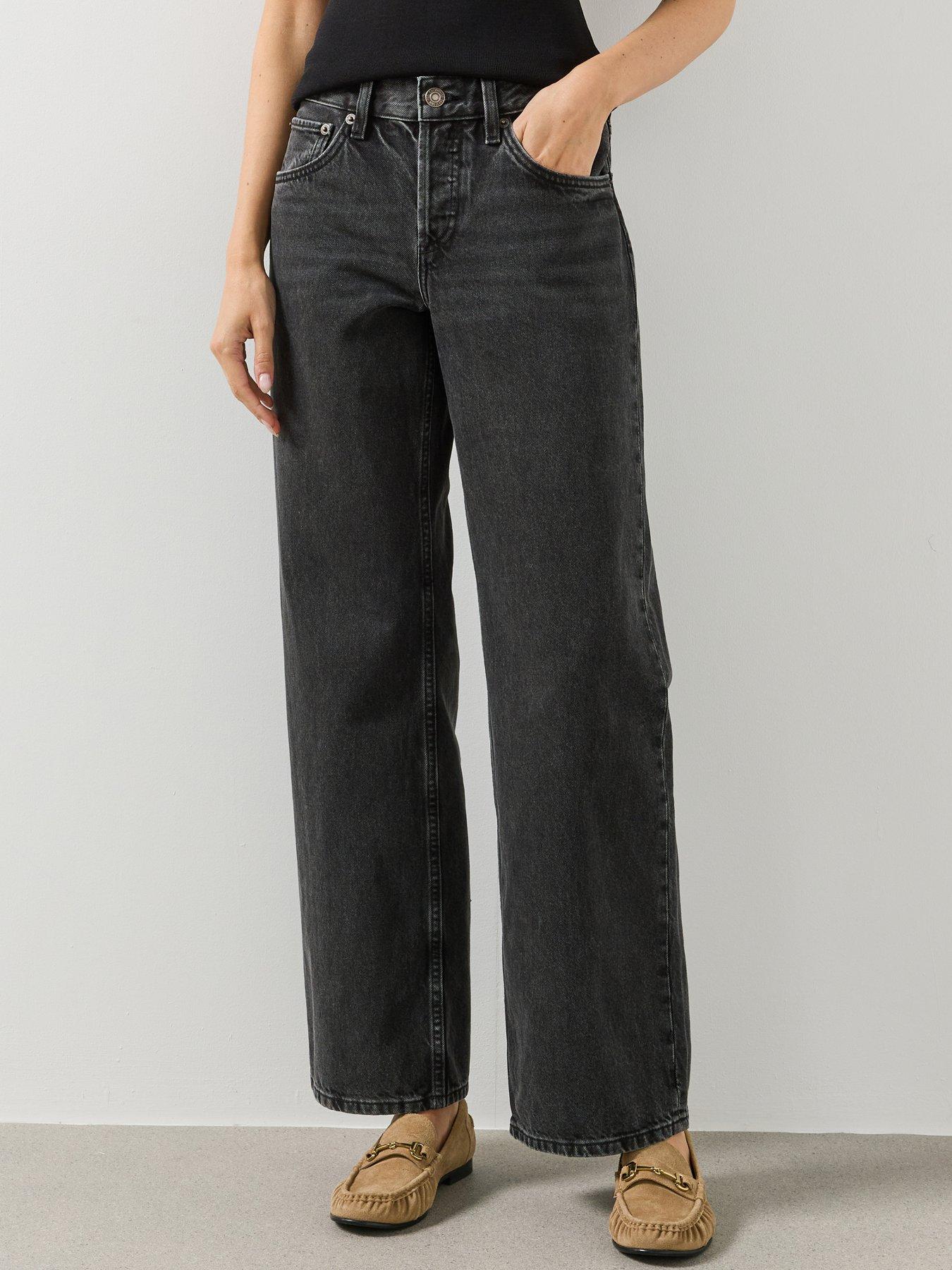 Image 3 of 5 of Mango Womens High Rise Straight Leg Jeans - Grey