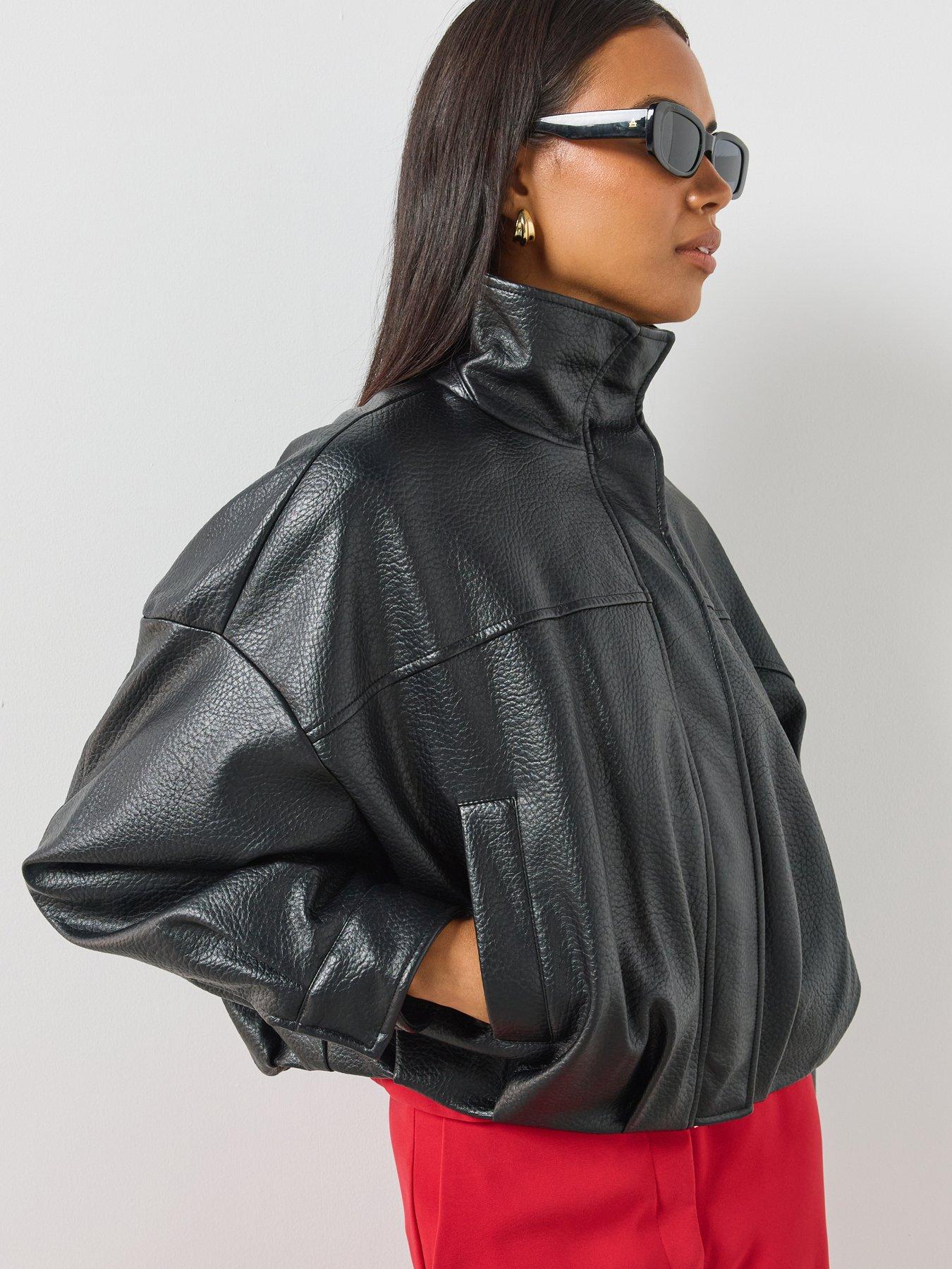 Mango Oversized High Neck Jacket - Black
