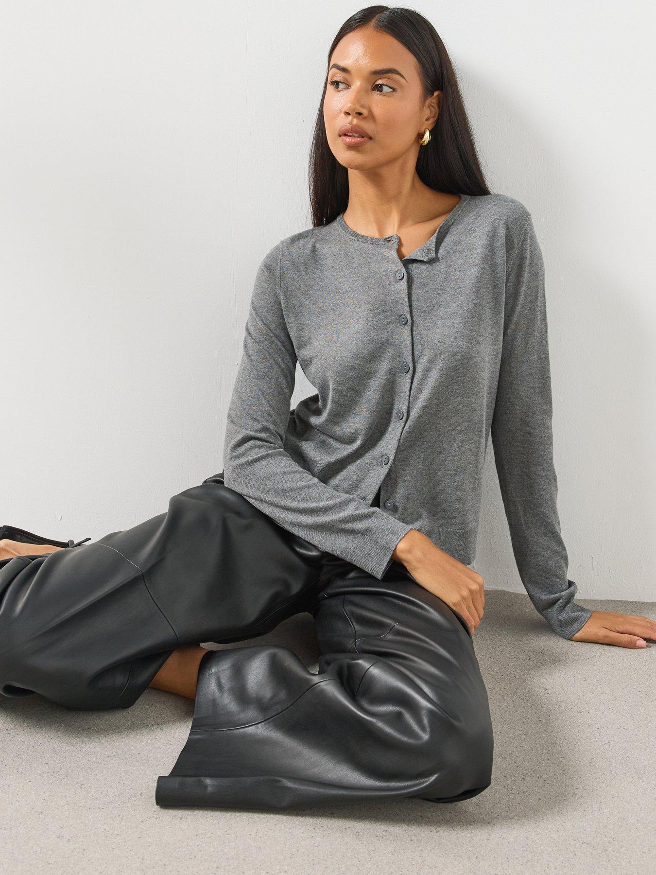 Image 6 of 6 of Mango Knitted Button Cardigan - Grey