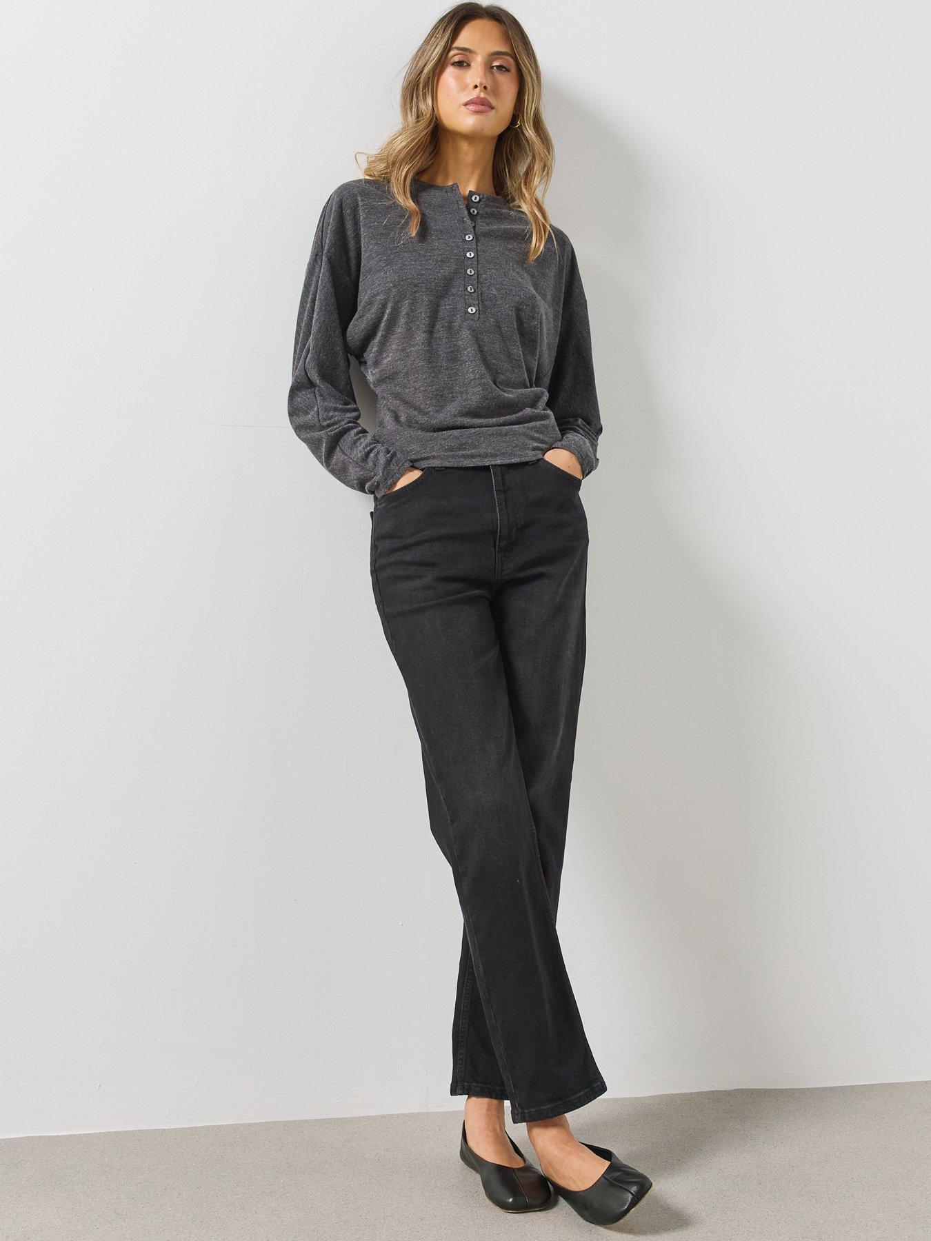 Image 5 of 6 of Mango Womens Button Front Relaxed Fit Long Sleeve Jumper - Grey