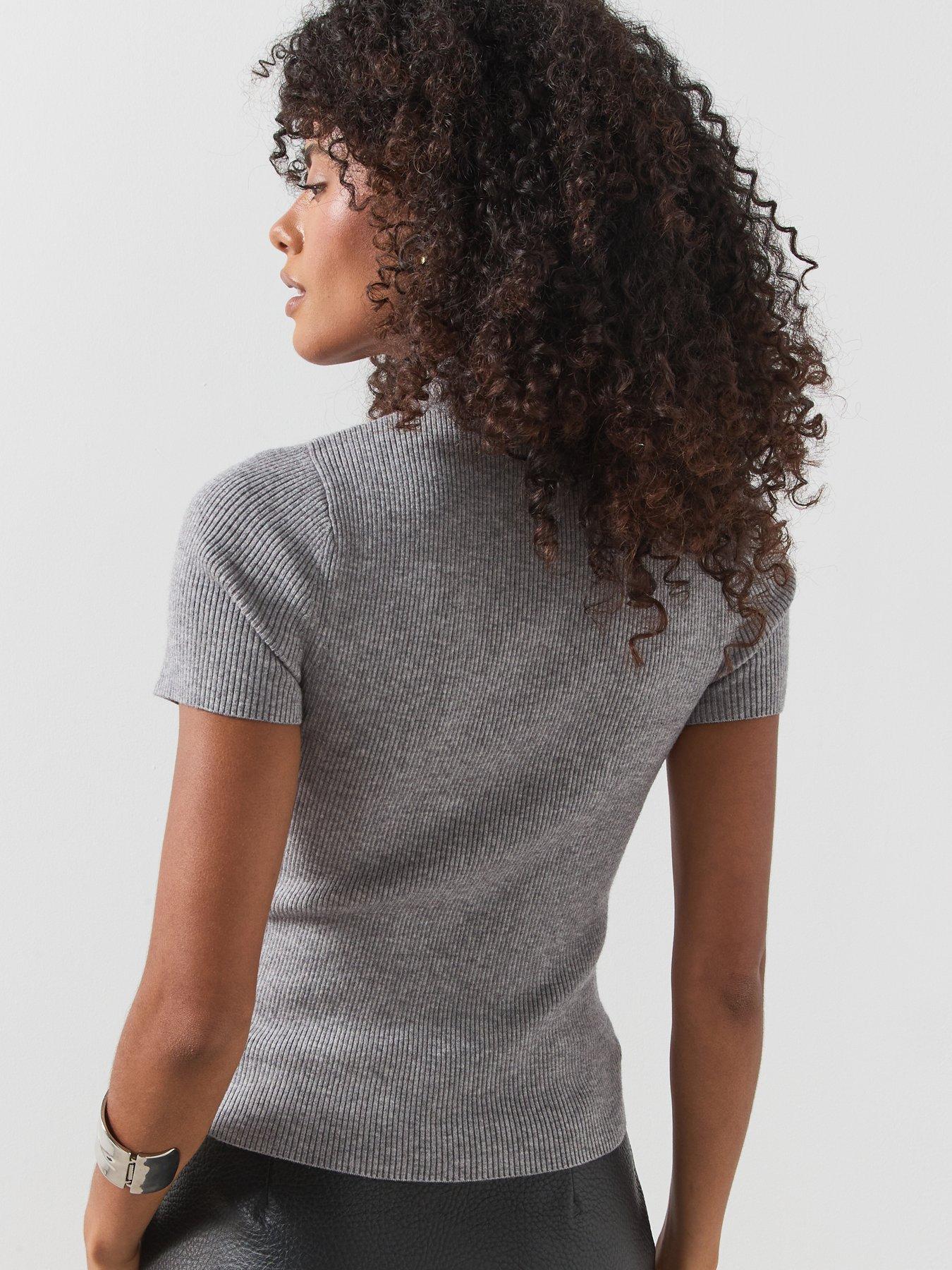Image 2 of 5 of Mango Ribbed Knitted Jumper With Frog Closures-grey