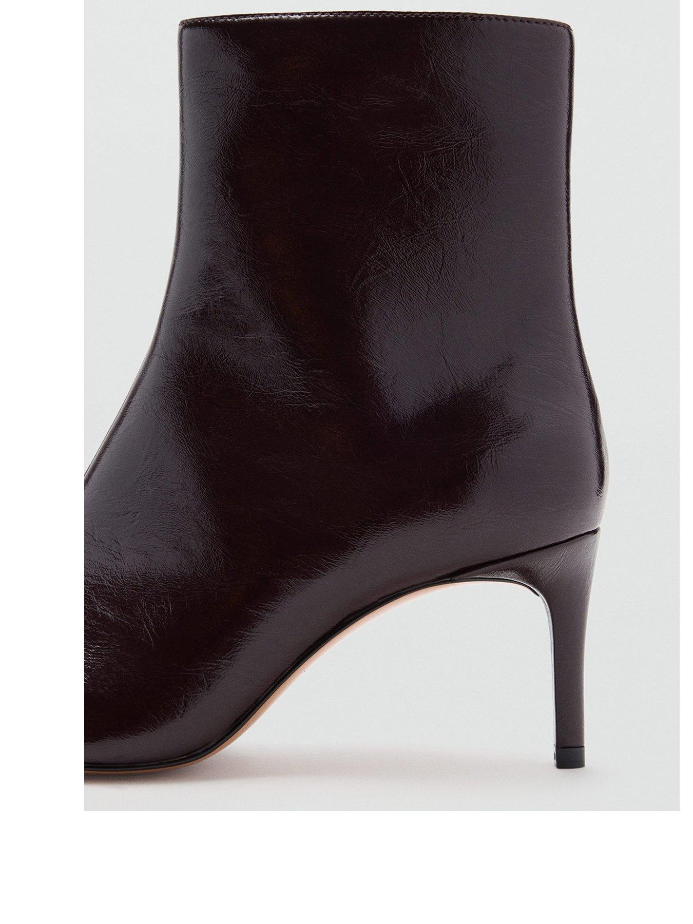 Image 2 of 5 of Mango Womens Patent Effect Pointed Toe Ankle Boots - Red
