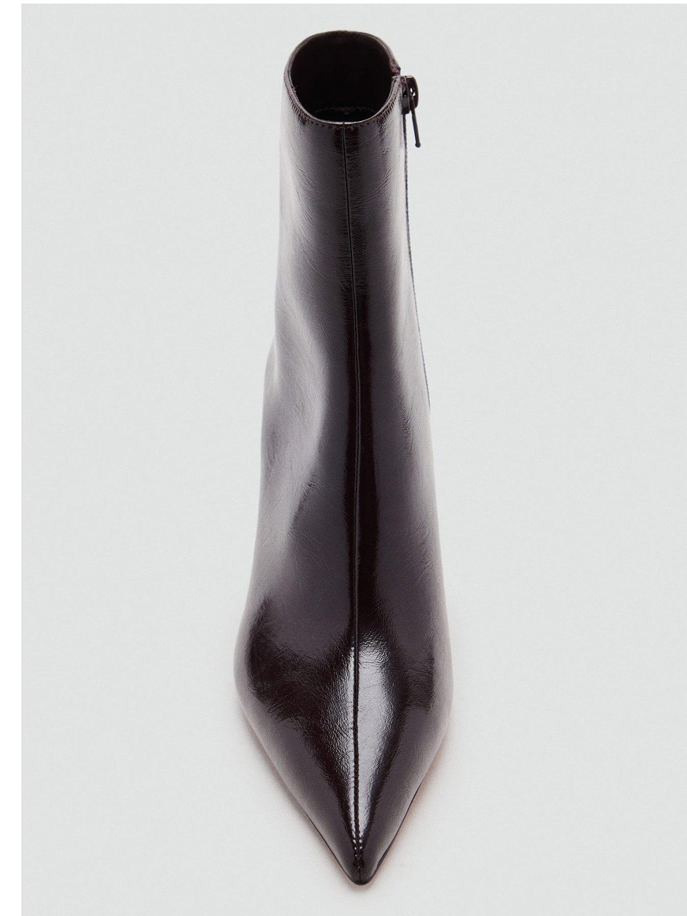 Image 3 of 5 of Mango Womens Patent Effect Pointed Toe Ankle Boots - Red