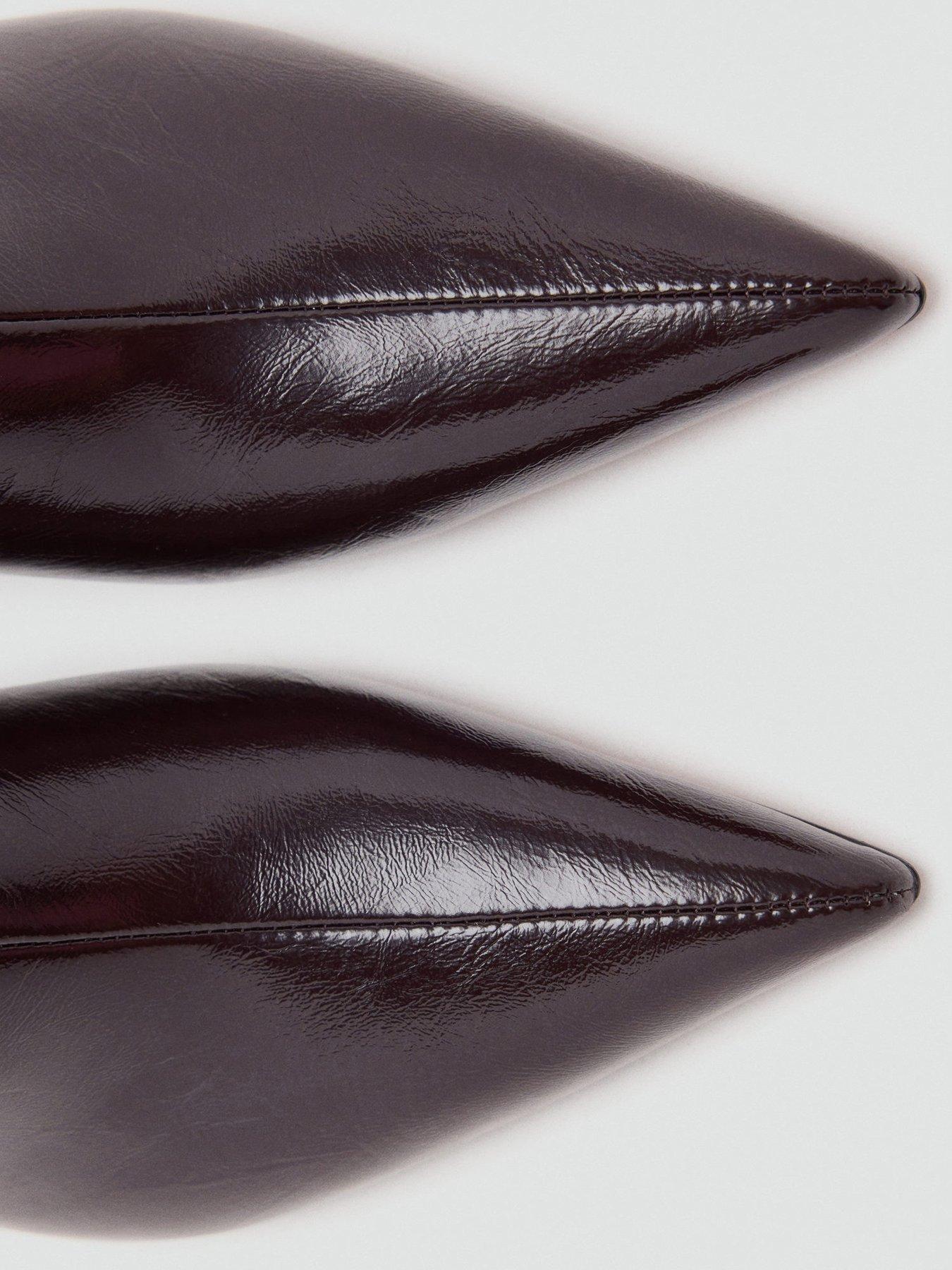 Image 4 of 5 of Mango Womens Patent Effect Pointed Toe Ankle Boots - Red