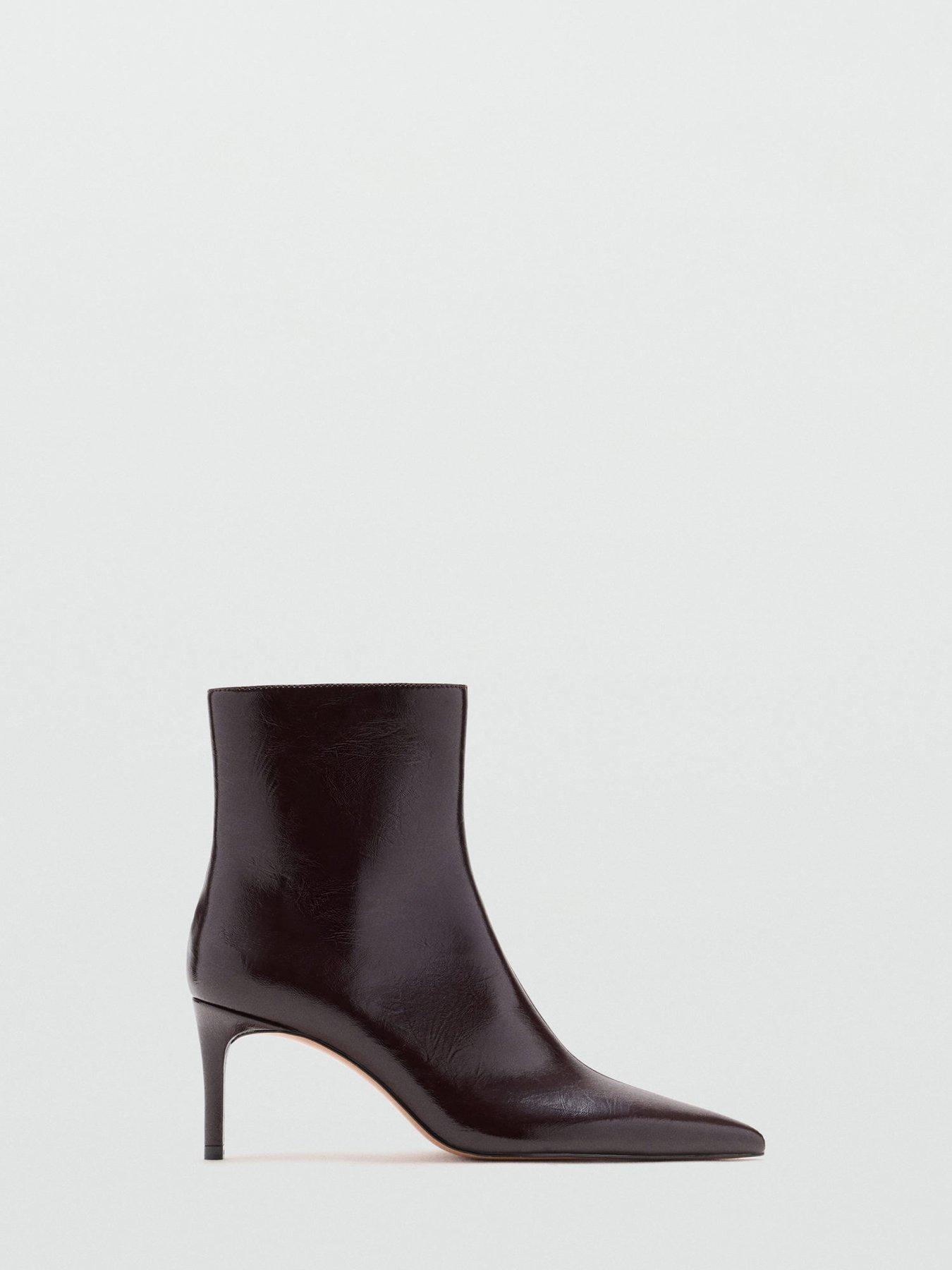 Image 5 of 5 of Mango Womens Patent Effect Pointed Toe Ankle Boots - Red
