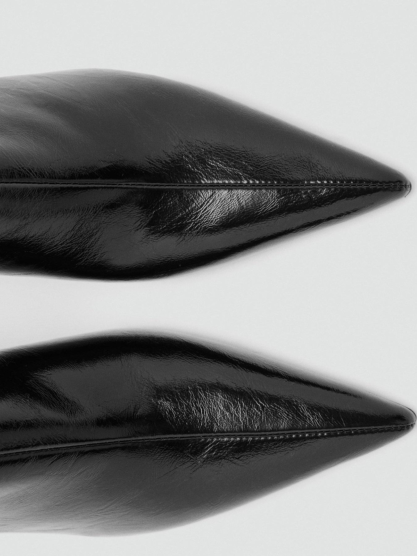 Image 4 of 6 of Mango Womens Glossy Pointed Toe &nbsp;Ankle Boots - Black