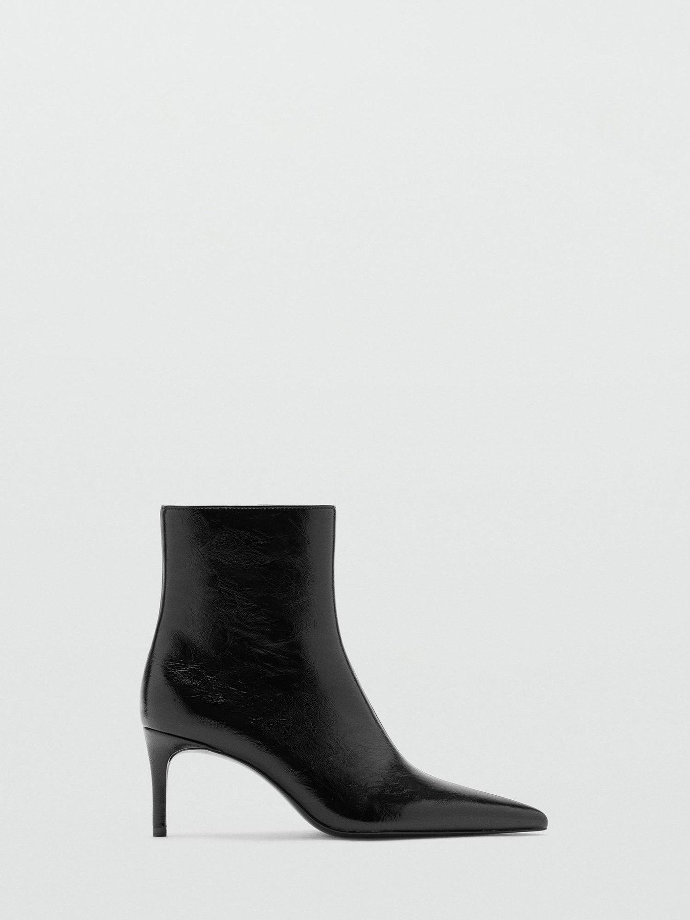 Image 6 of 6 of Mango Womens Glossy Pointed Toe &nbsp;Ankle Boots - Black