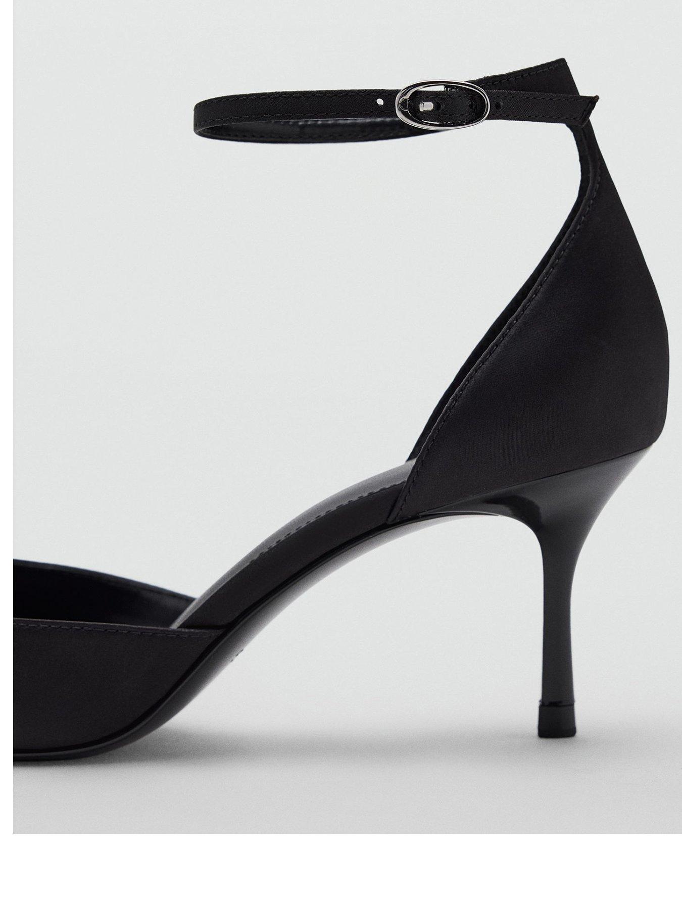 Image 3 of 5 of Mango Womens Pointed Toe Ankle Strap Stiletto Court Shoes - Black