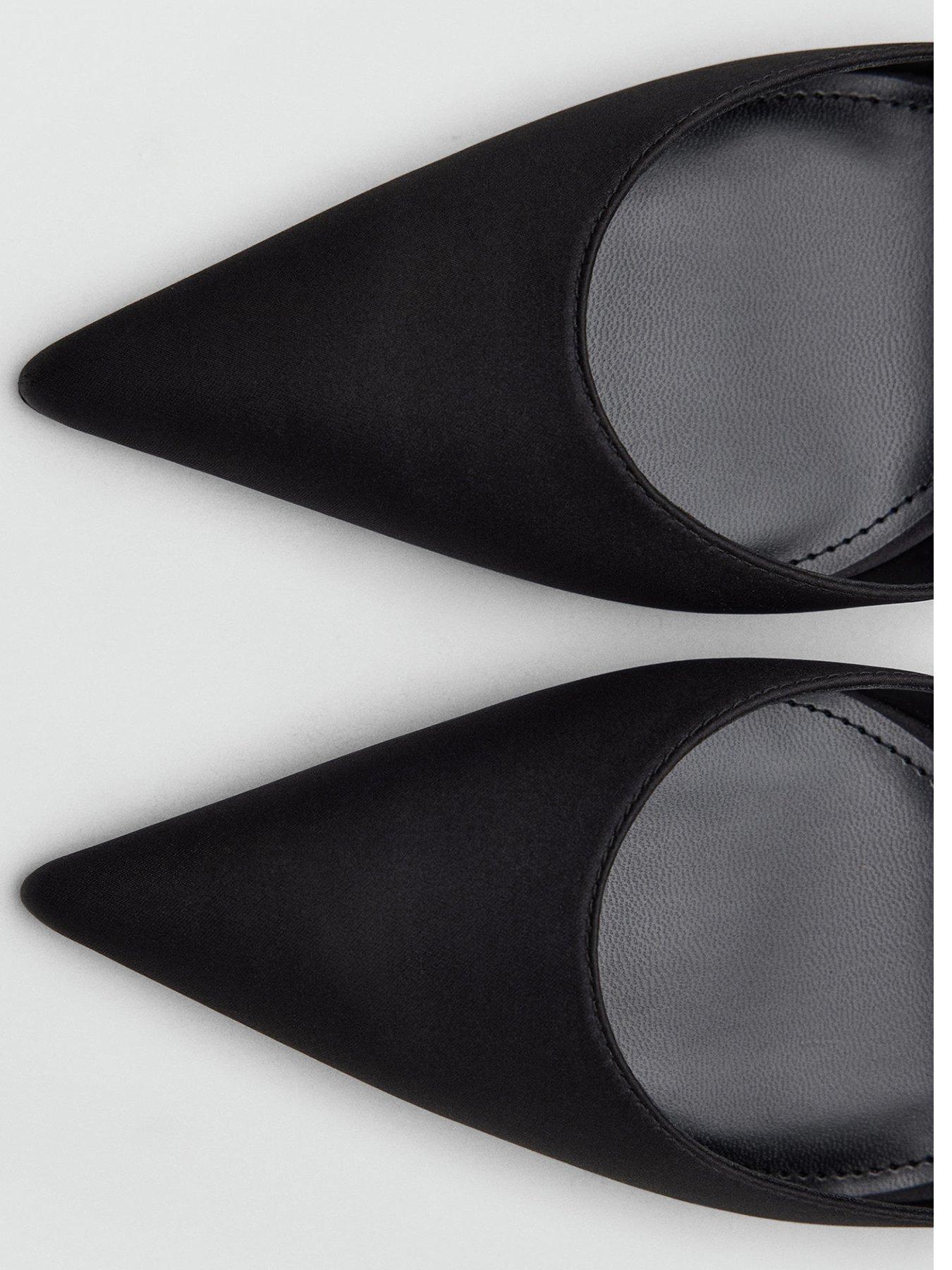 Image 4 of 5 of Mango Womens Pointed Toe Ankle Strap Stiletto Court Shoes - Black