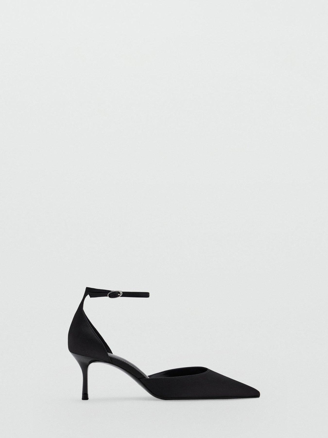 Image 5 of 5 of Mango Womens Pointed Toe Ankle Strap Stiletto Court Shoes - Black