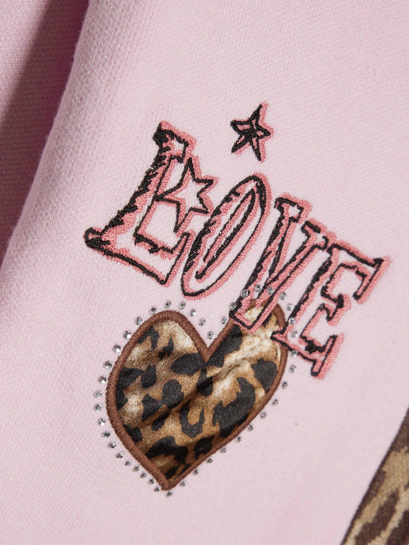 Image 3 of 4 of River Island Girls Leopard Placket Button-Through Cardigan - Pink