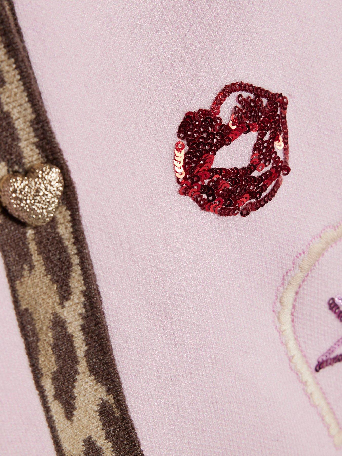 Image 4 of 4 of River Island Girls Leopard Placket Button-Through Cardigan - Pink