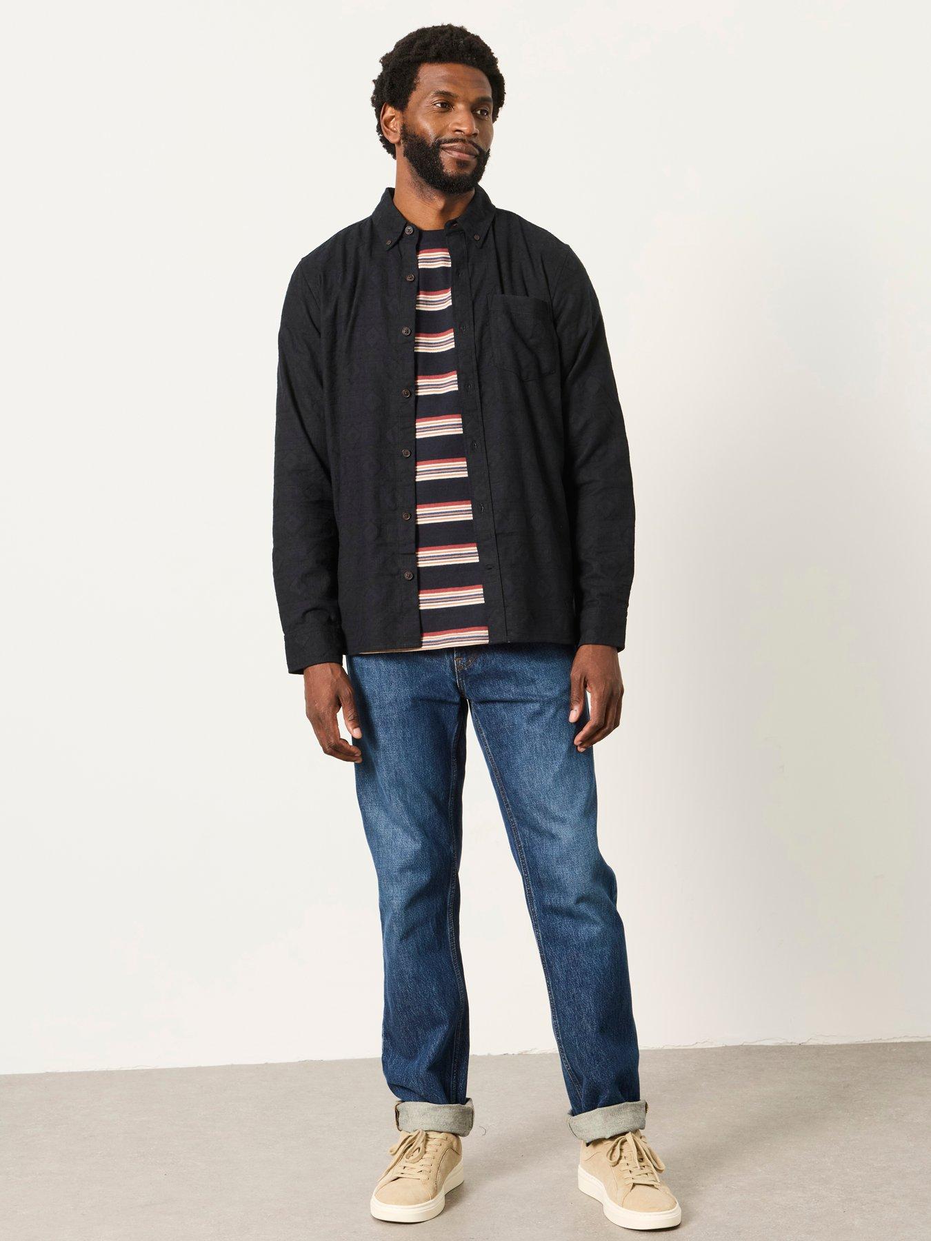 Image 3 of 5 of FatFace Mens Jacquard Regular Fit Button-Down Shirt - Black