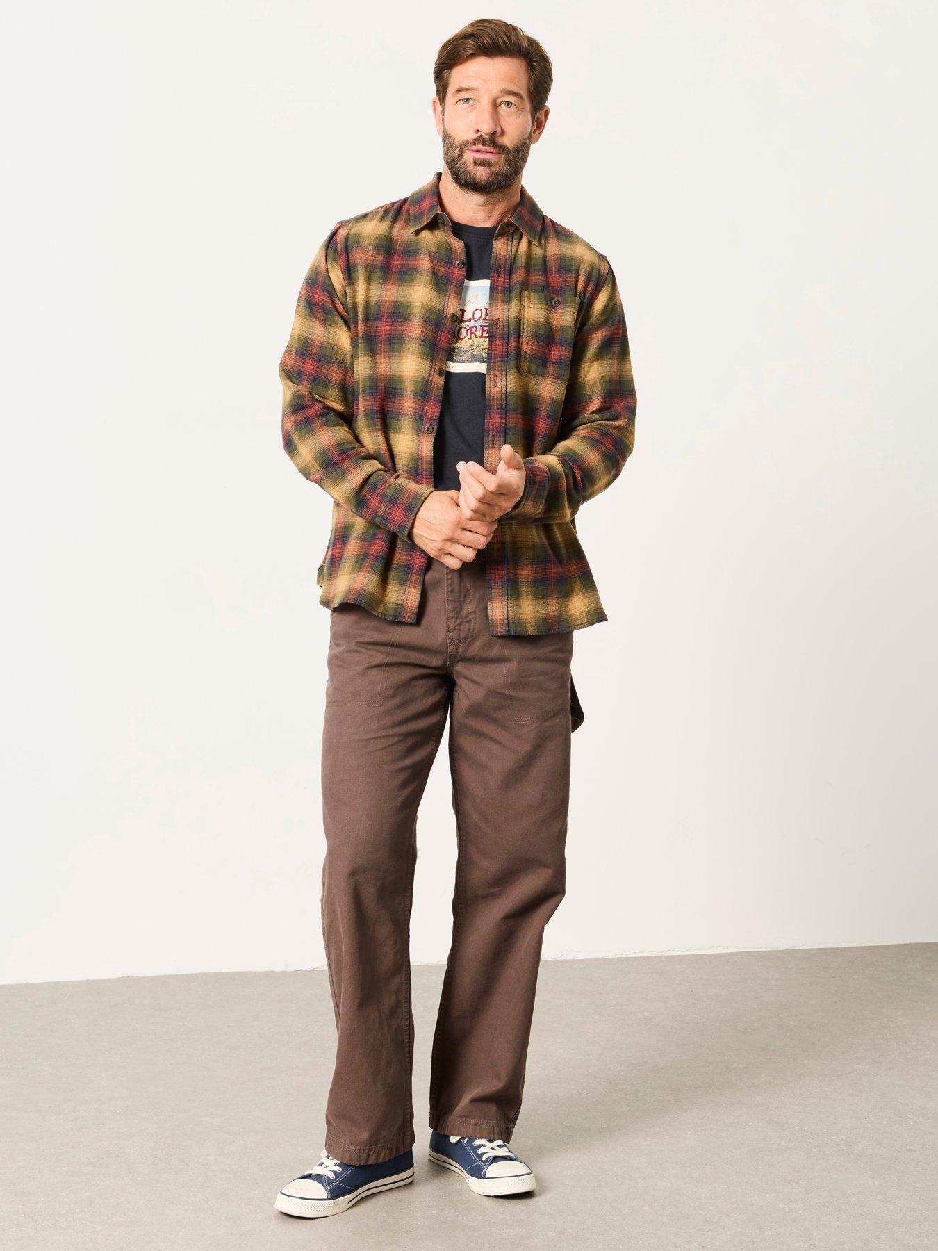 Image 3 of 6 of FatFace Mens Brushed Check Long Sleeve Shirt - Brown