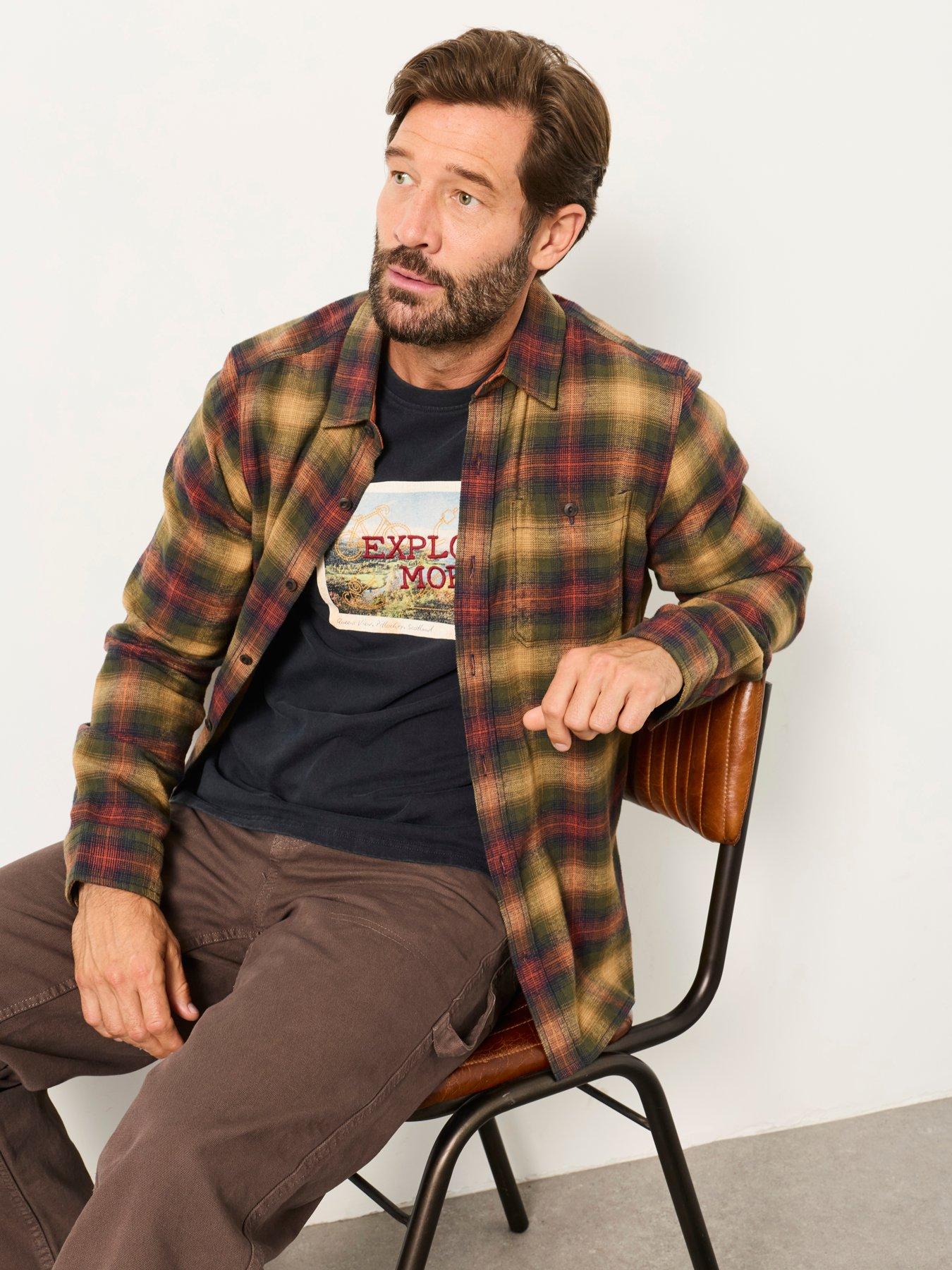 Image 4 of 6 of FatFace Mens Brushed Check Long Sleeve Shirt - Brown