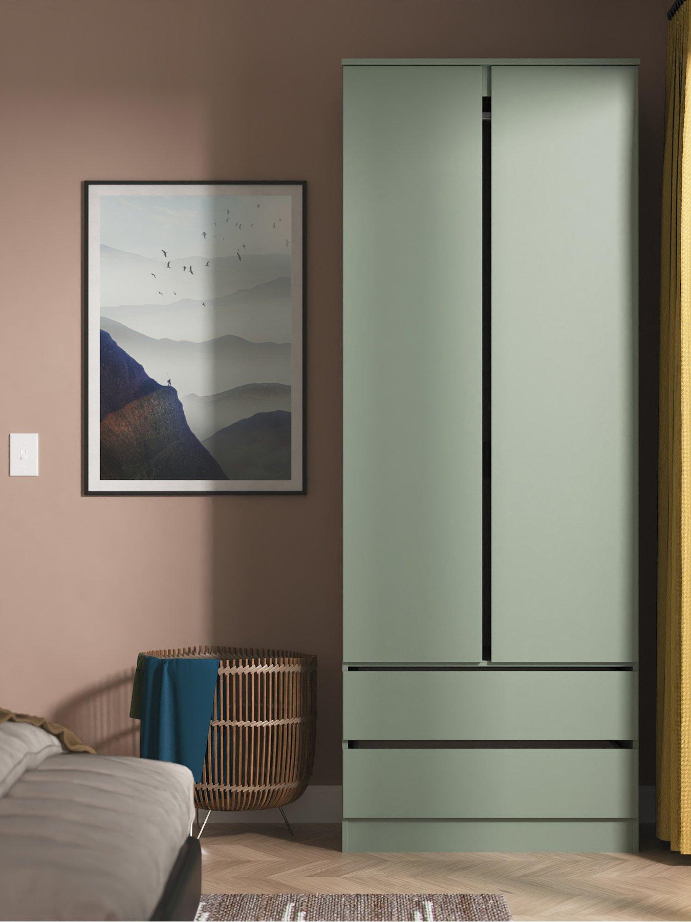 Ready Assembled 2U Crosby Double 2 Drawer Wardrobe In Black Ash - Black Ash - Image 2