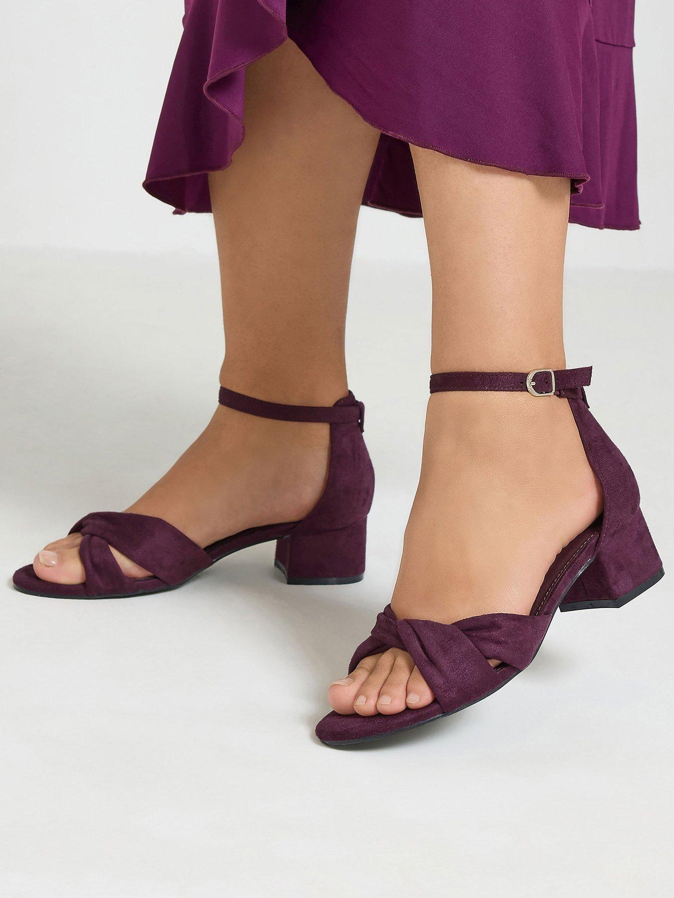 Image 1 of 4 of Yours Womens Extra Wide Fit Twisted Low Block Heel Sandals - Purple