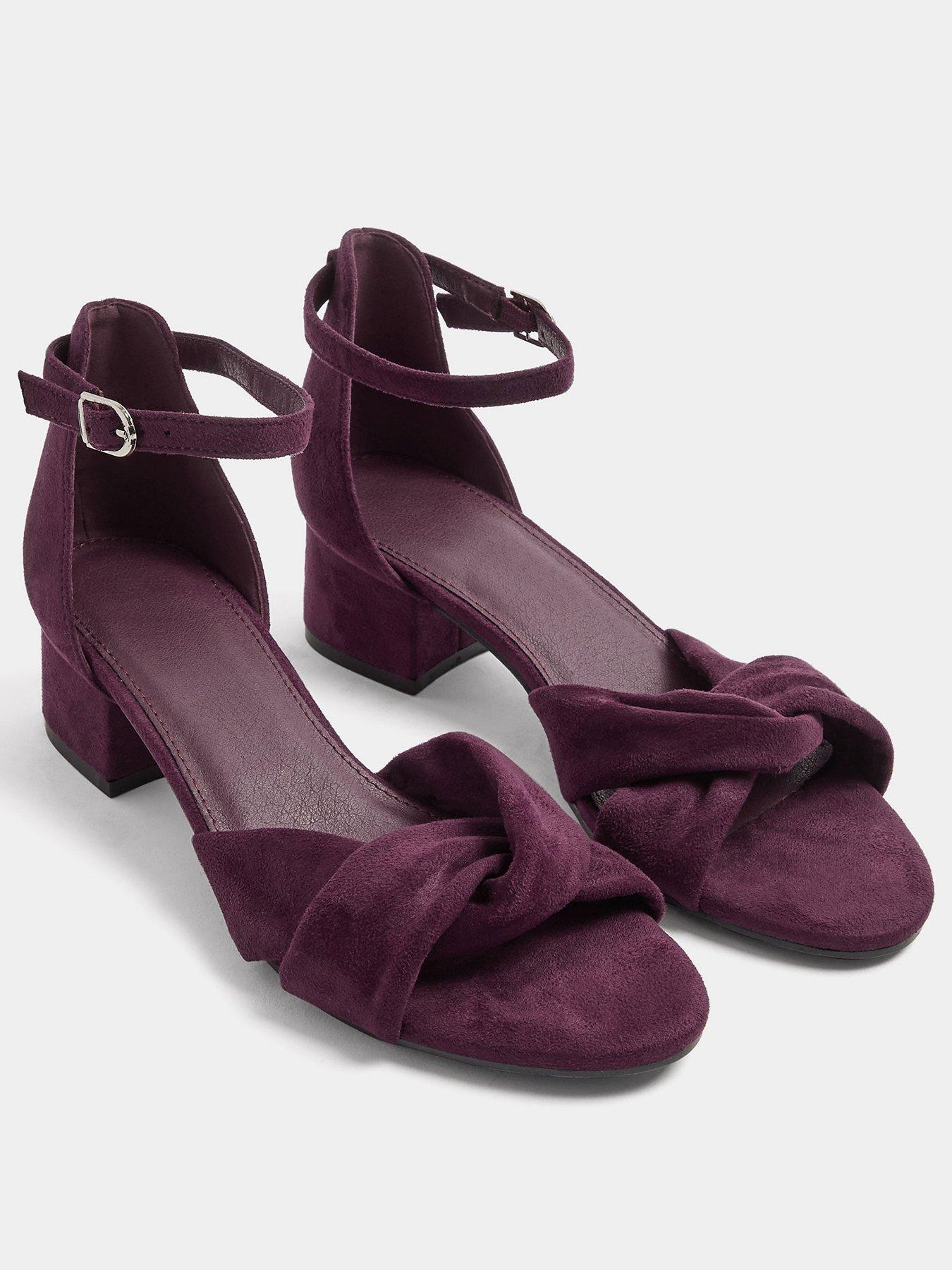 Image 2 of 4 of Yours Womens Extra Wide Fit Twisted Low Block Heel Sandals - Purple