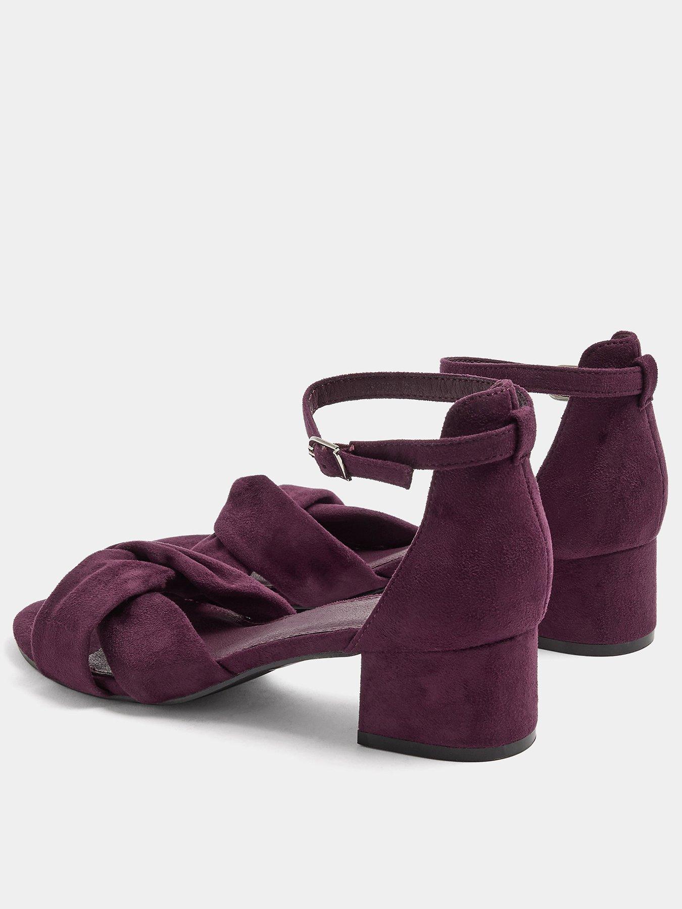 Image 3 of 4 of Yours Womens Extra Wide Fit Twisted Low Block Heel Sandals - Purple