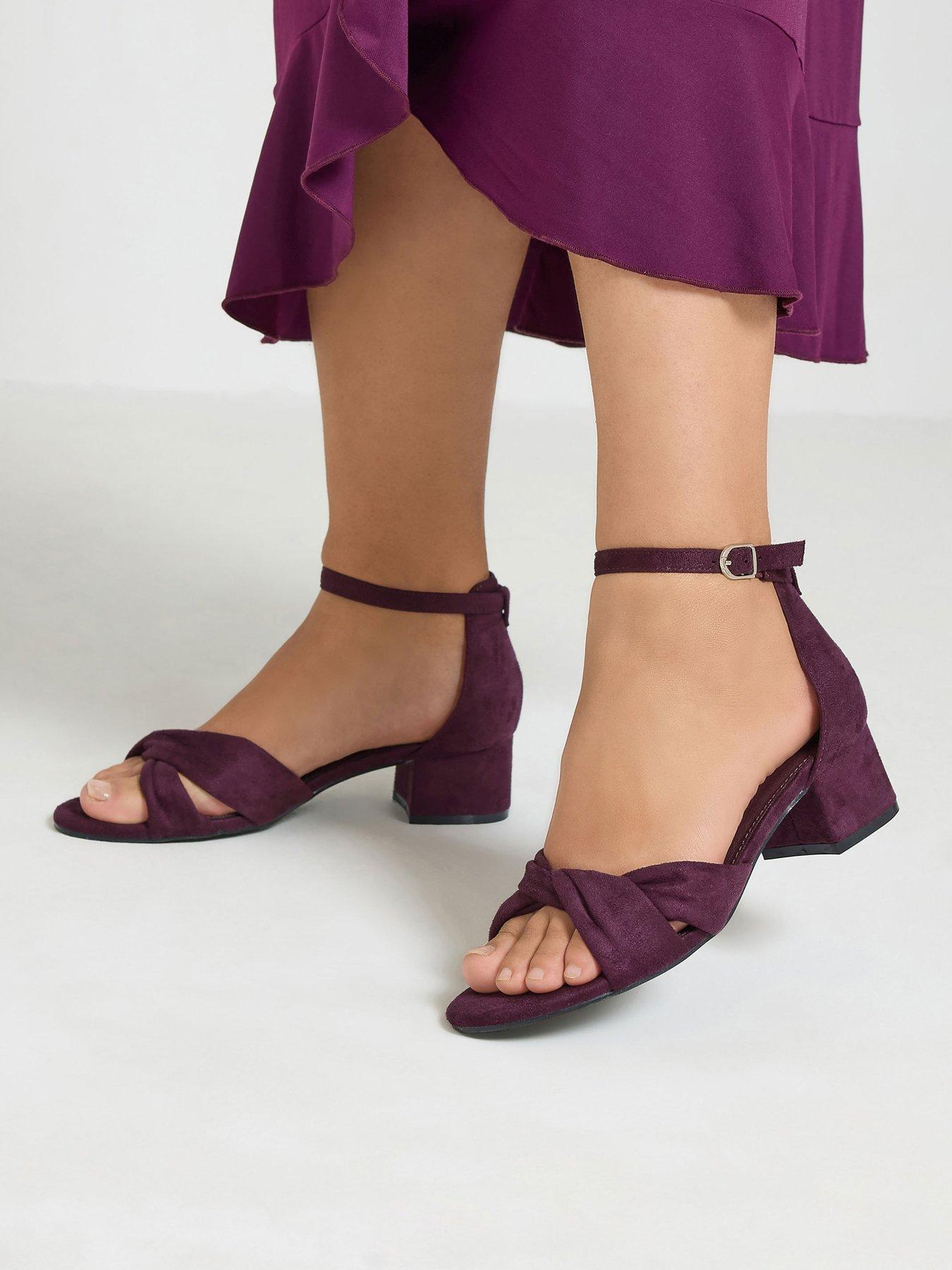 Image 4 of 4 of Yours Womens Extra Wide Fit Twisted Low Block Heel Sandals - Purple
