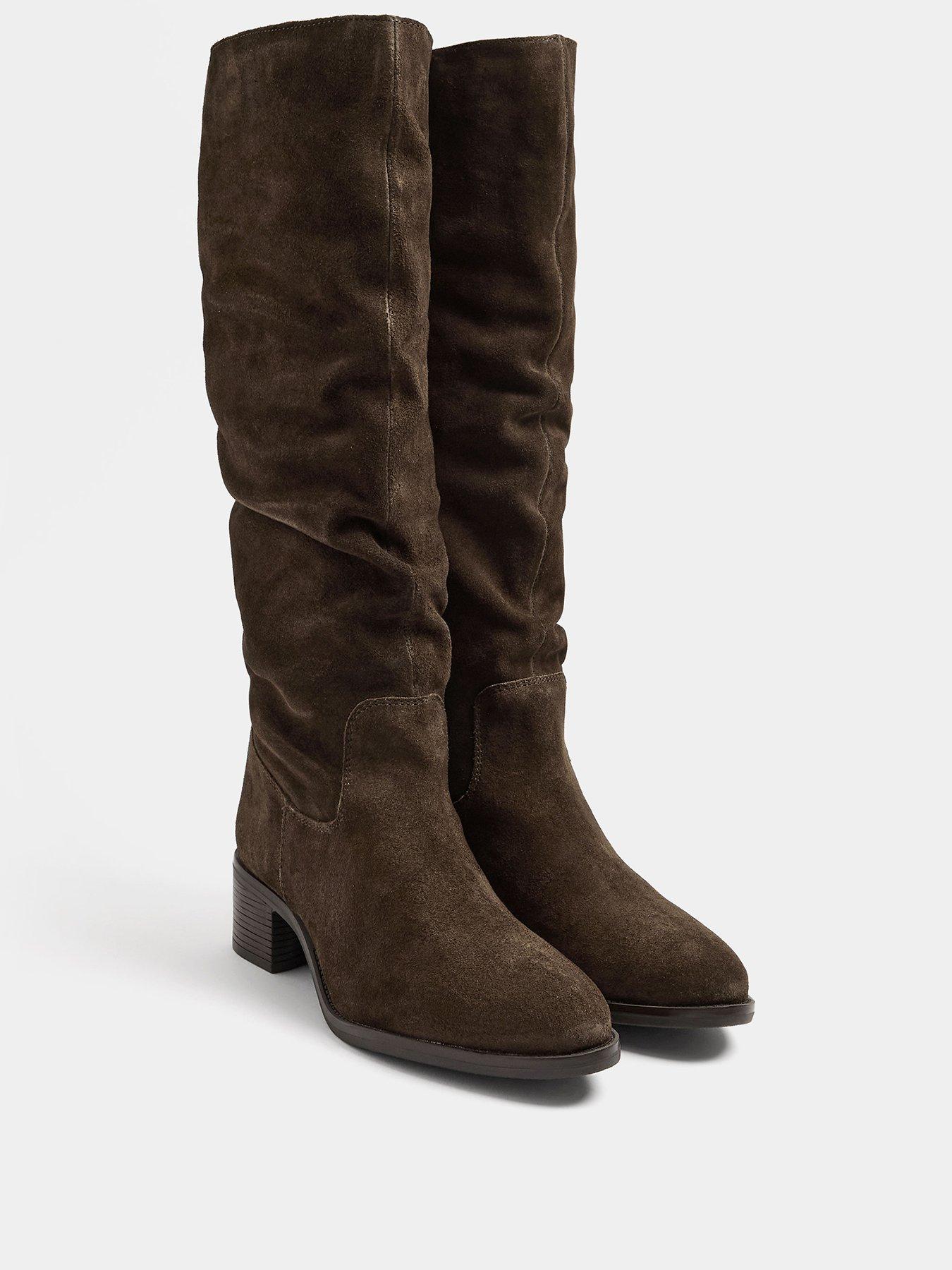 Image 2 of 4 of Yours Womens Pointed Ruched Leather Boots - Brown