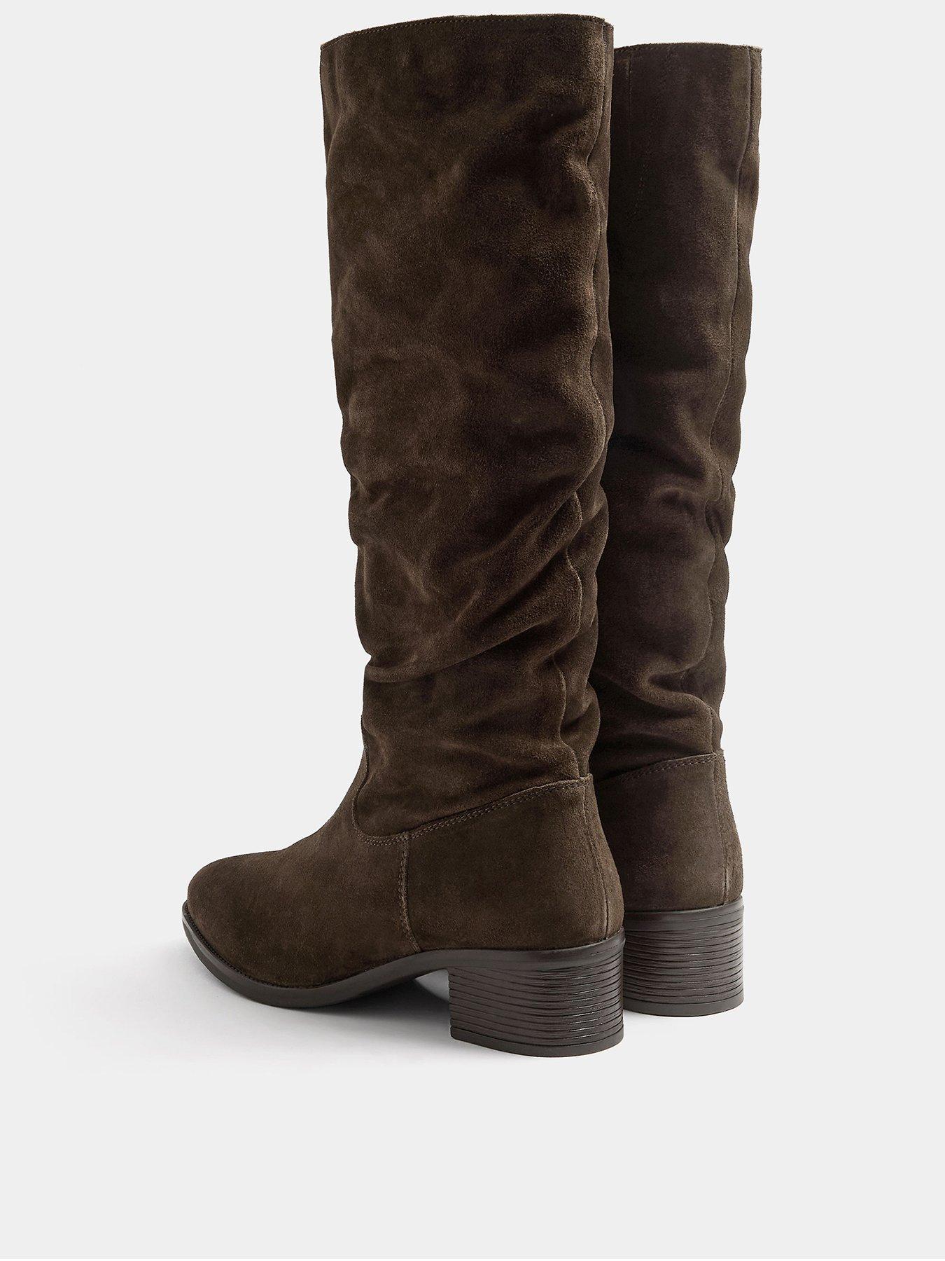 Image 3 of 4 of Yours Womens Pointed Ruched Leather Boots - Brown