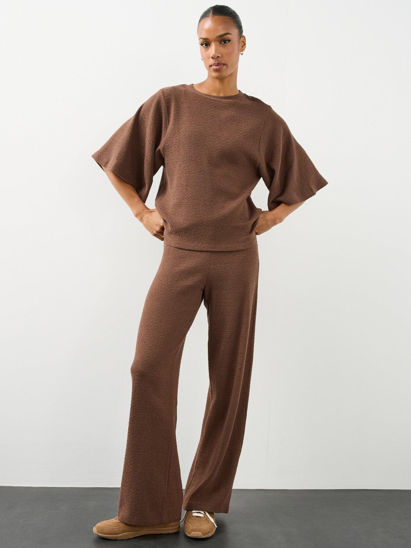 Image 1 of 6 of The Very Collection Womens Boucle Co-ord Wide Leg Trousers - Brown