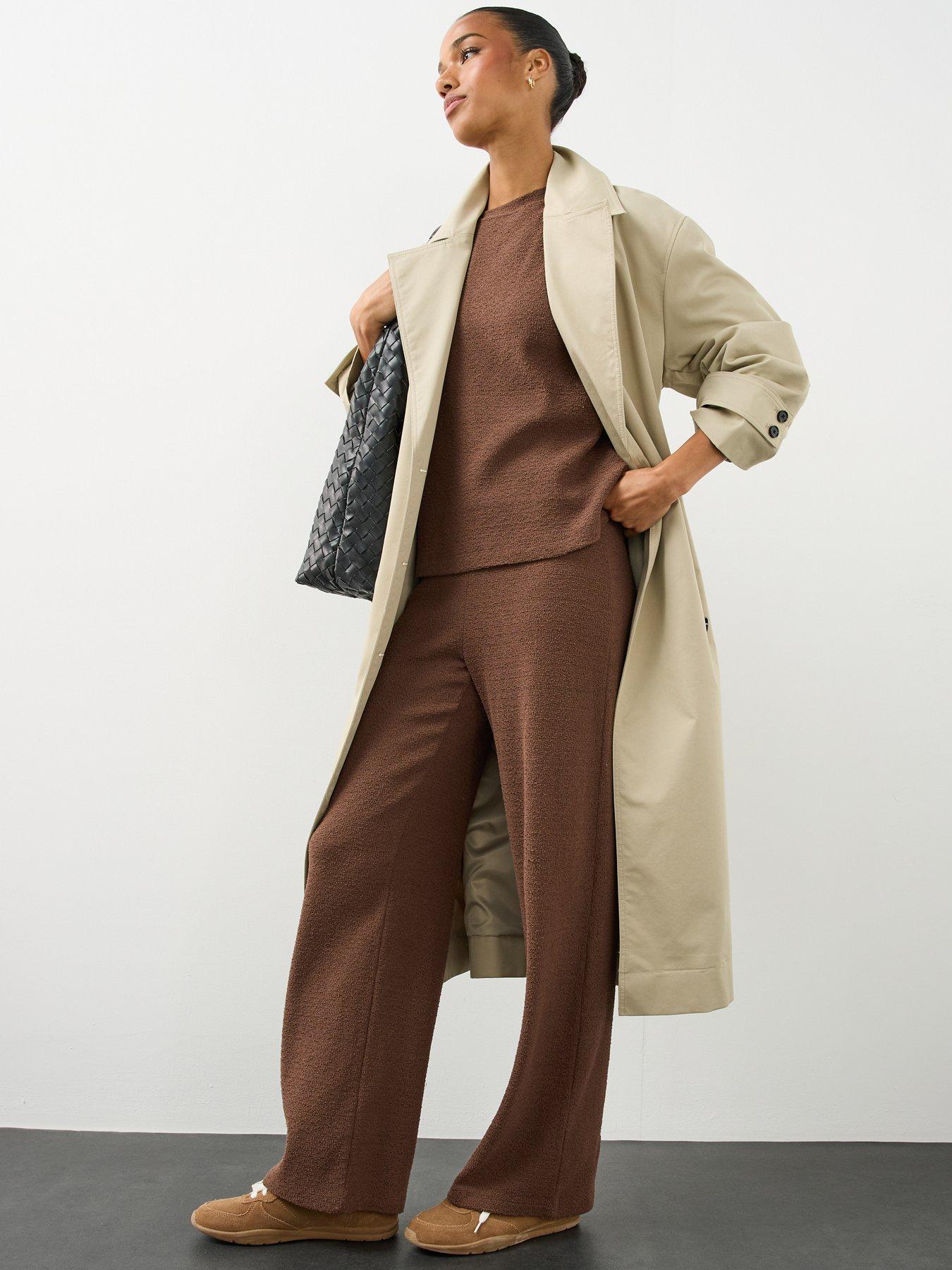 Image 3 of 6 of The Very Collection Womens Boucle Co-ord Wide Leg Trousers - Brown