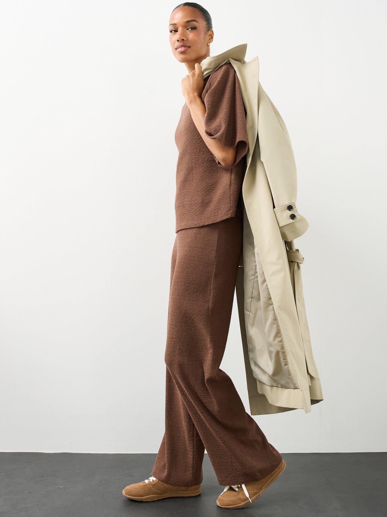 Image 5 of 6 of The Very Collection Womens Boucle Co-ord Wide Leg Trousers - Brown