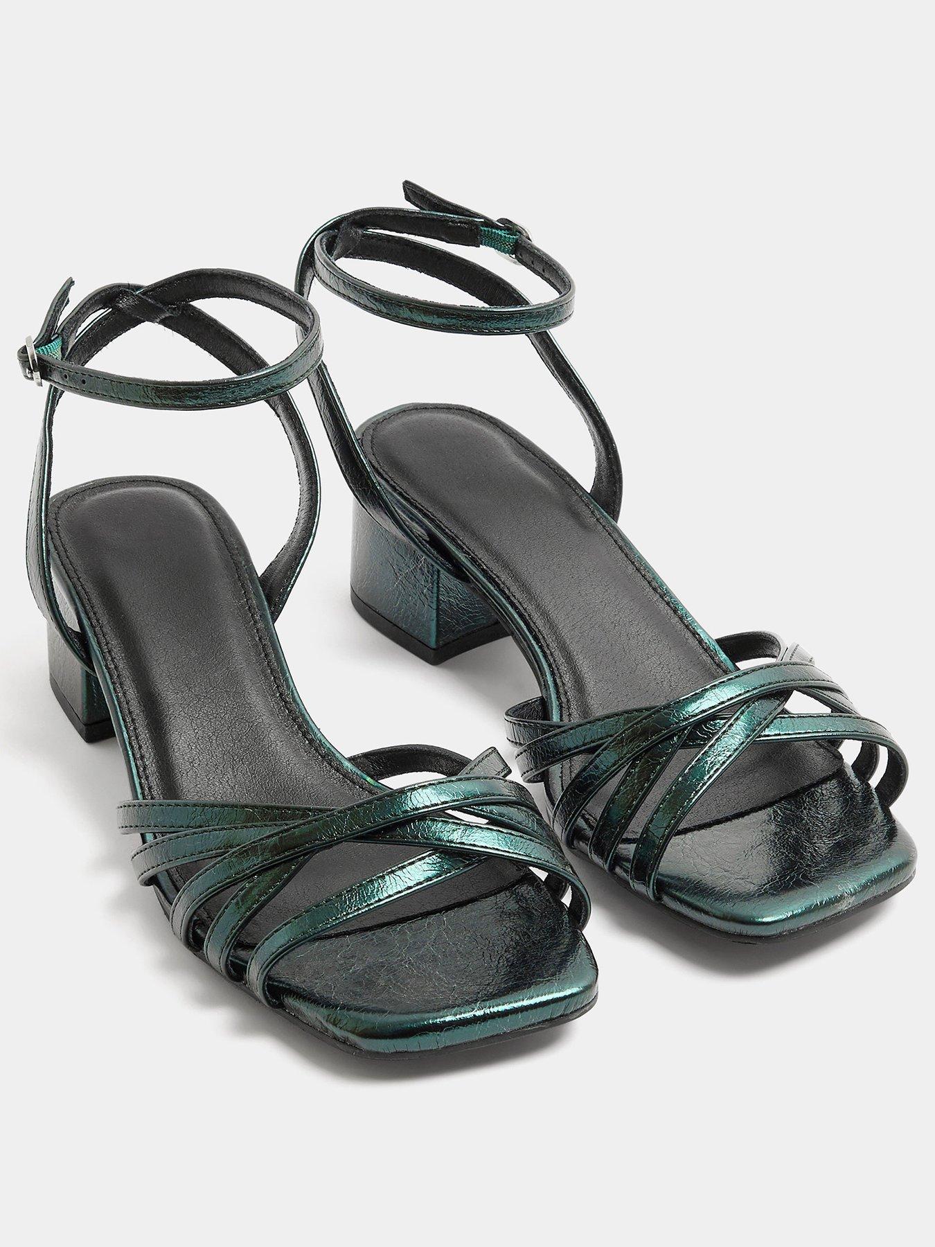 Image 2 of 4 of Yours Womens Crossover Strappy Low Block Heel Sandals - Green