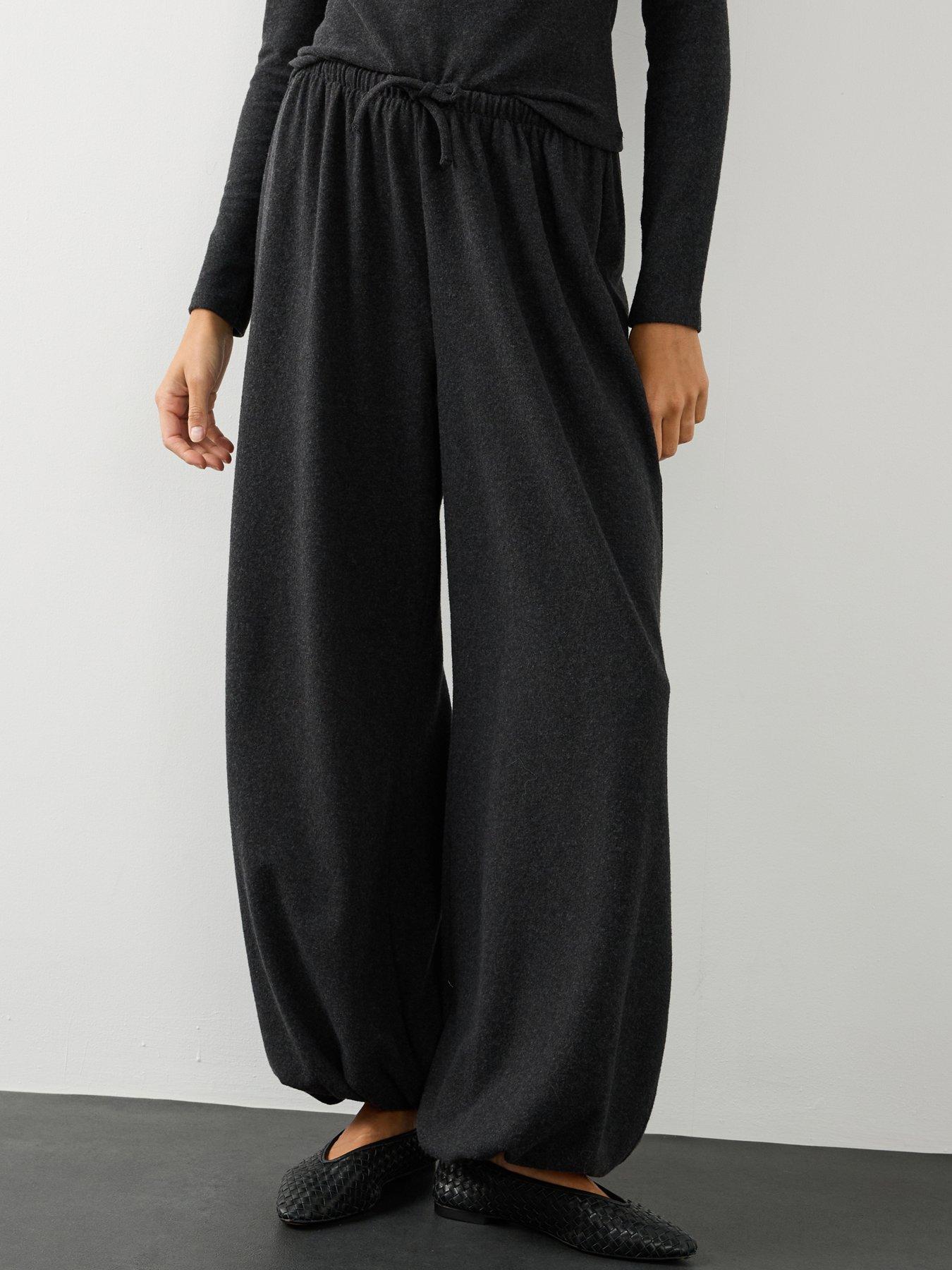 Image 1 of 6 of The Very Collection Womens Tie Waist Balloon Co Ord Trousers - Grey