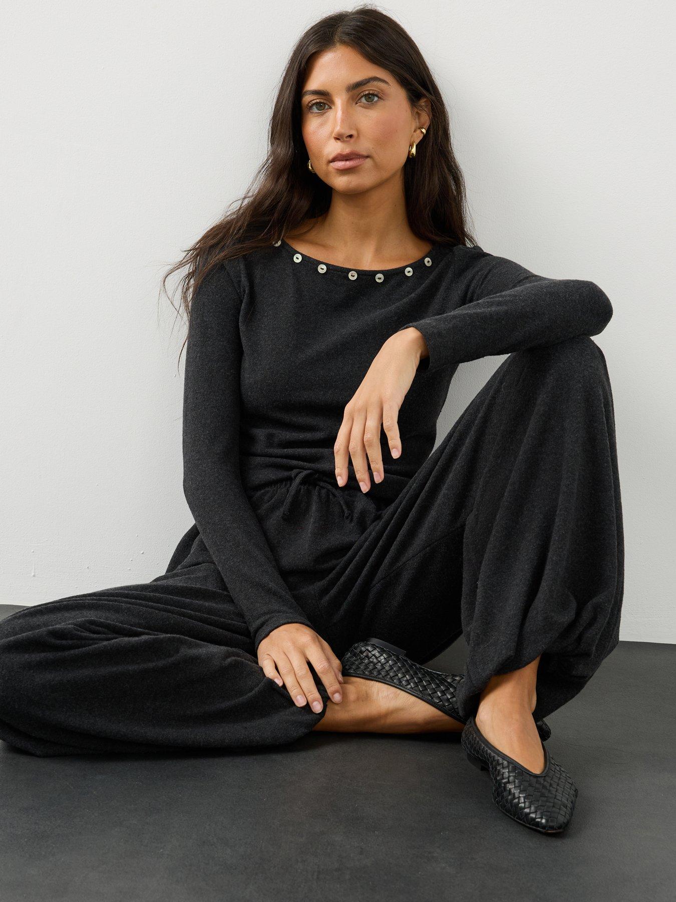 Image 4 of 6 of The Very Collection Womens Tie Waist Balloon Co Ord Trousers - Grey