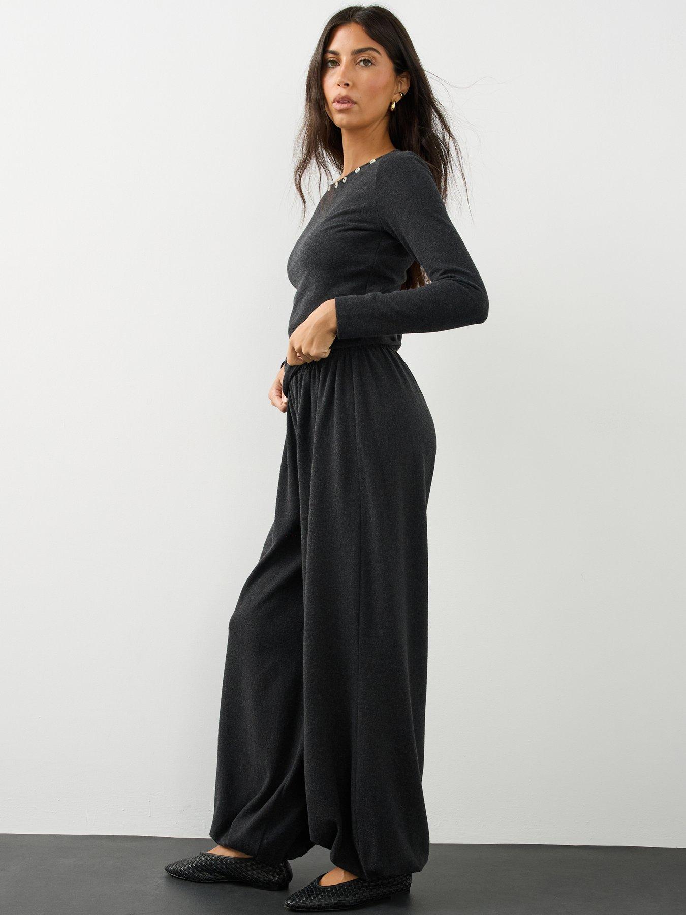 Image 5 of 6 of The Very Collection Womens Tie Waist Balloon Co Ord Trousers - Grey