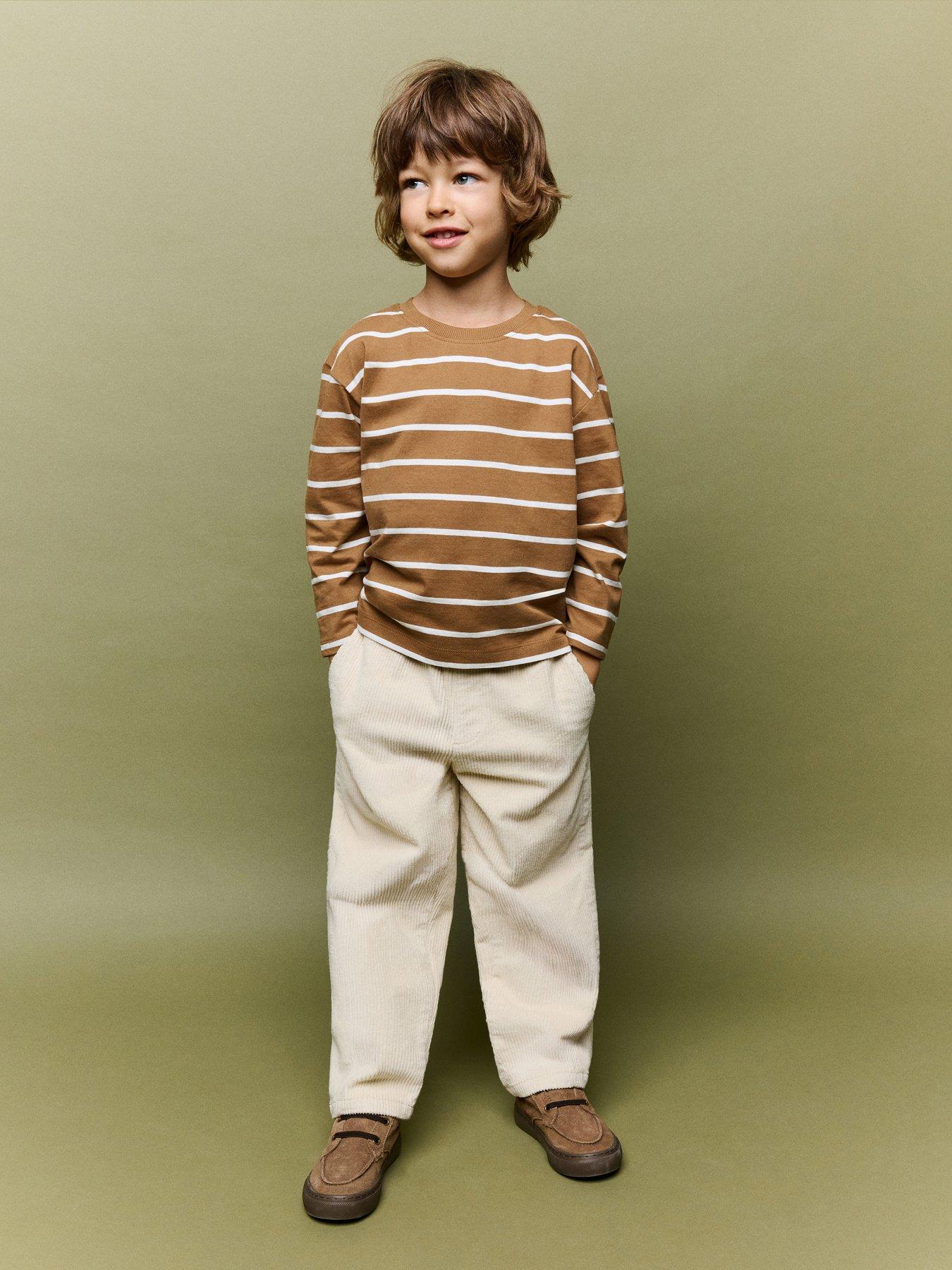 Image 1 of 7 of Mango Boys Stripe Long Sleeve T-Shirt - Brown