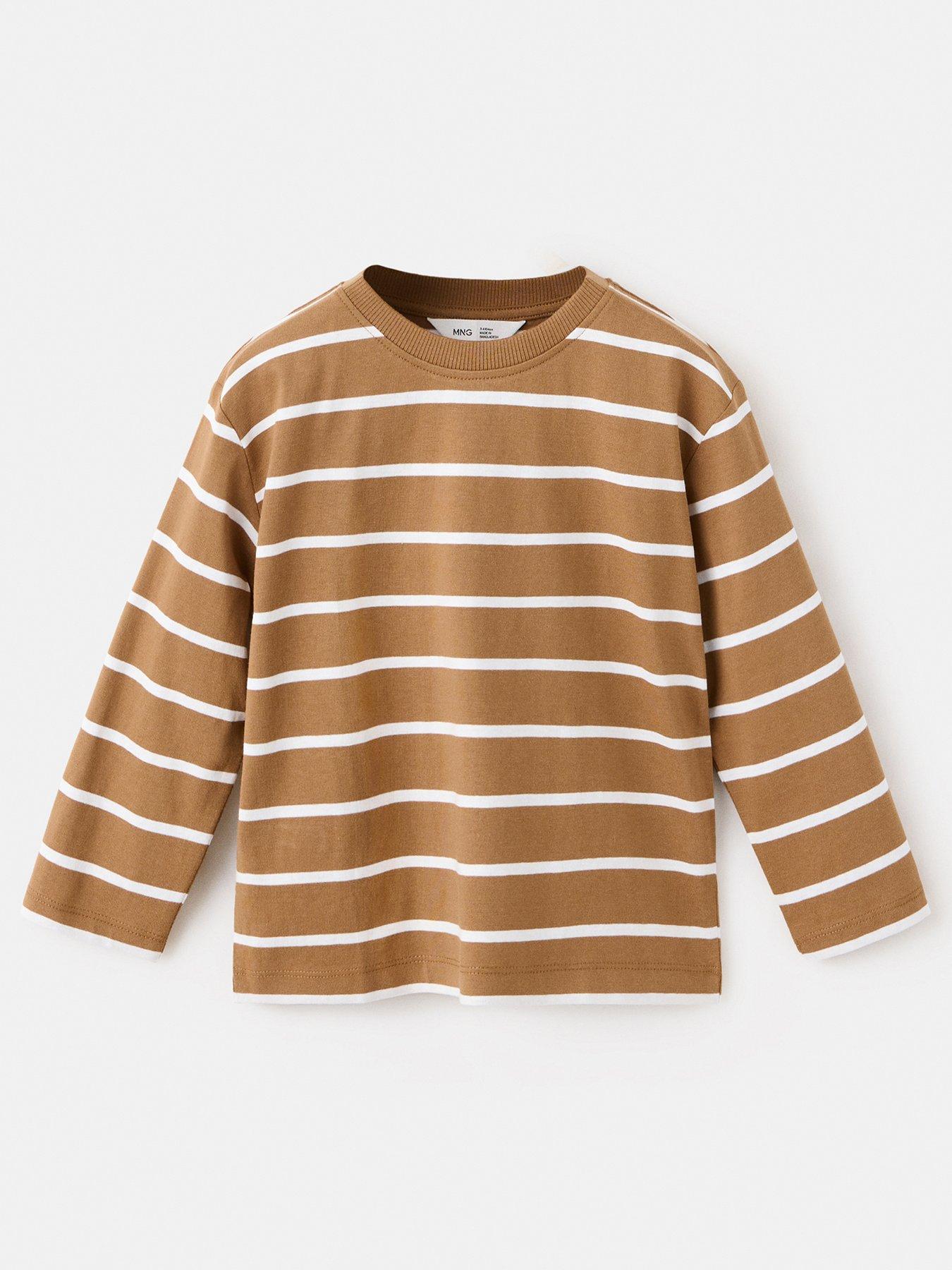 Image 2 of 7 of Mango Boys Stripe Long Sleeve T-Shirt - Brown